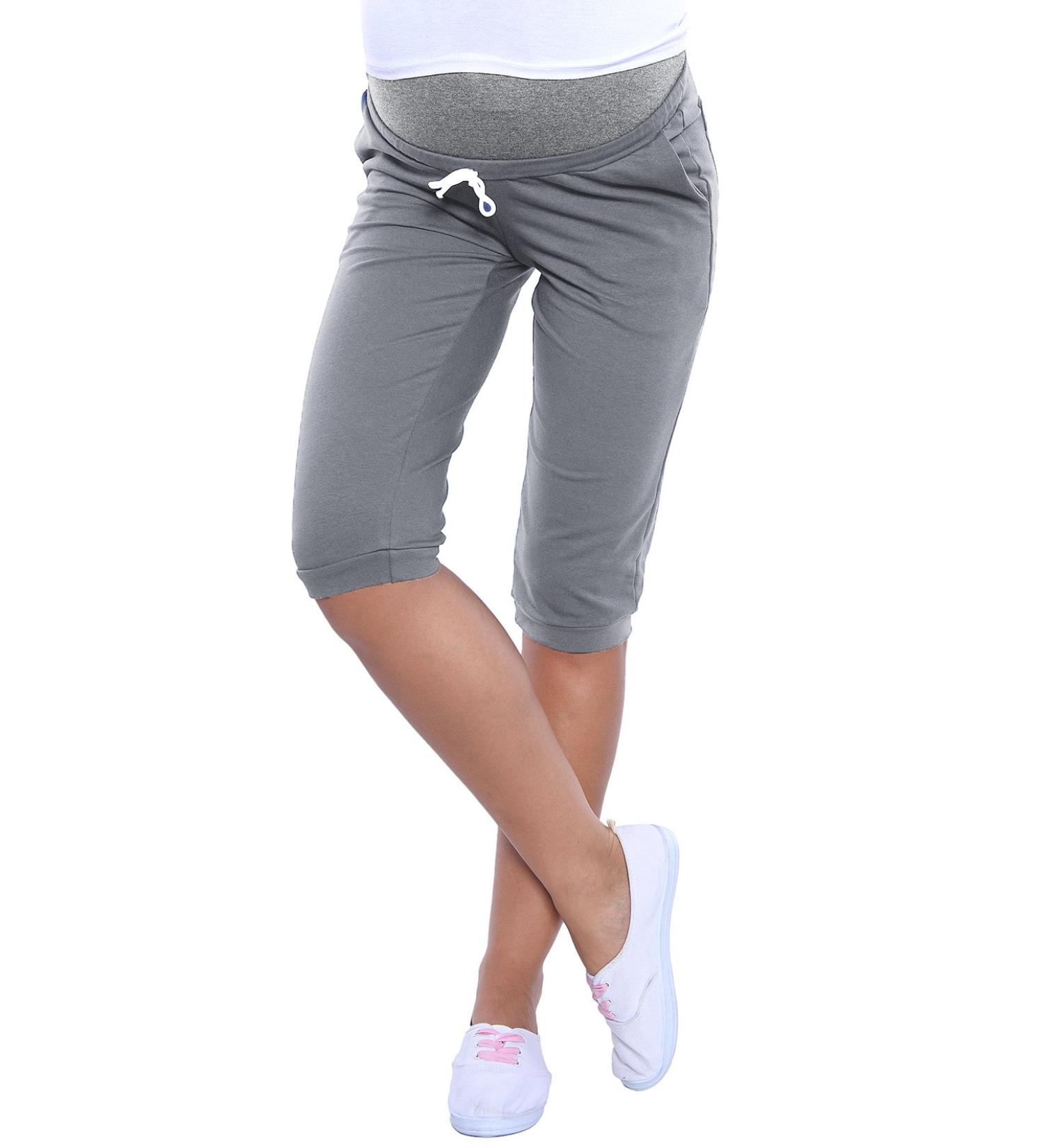 MijaCulture - Capri Relaxed Maternity Cropped Trousers Pants Short 4090 XL Grey