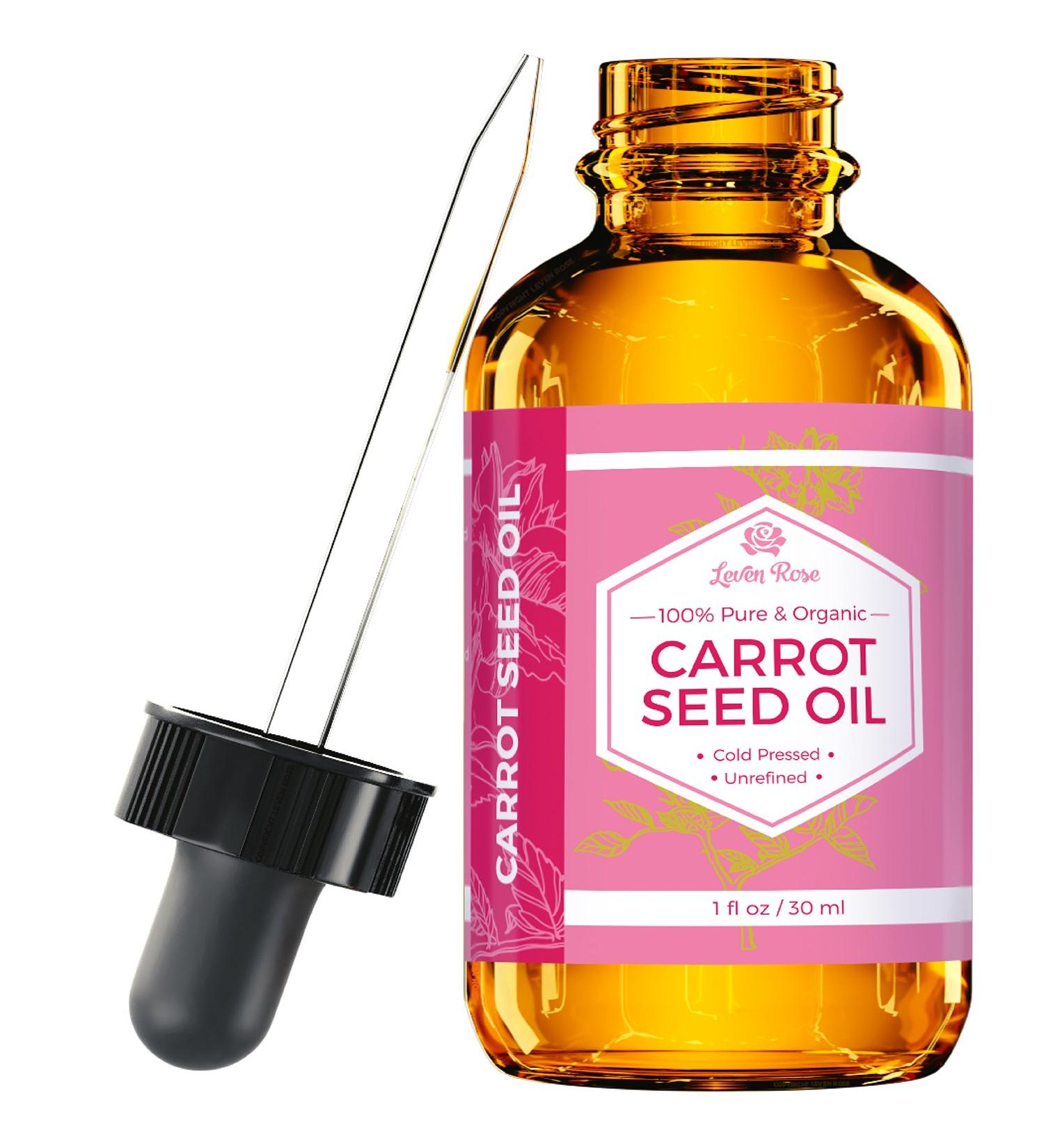 Leven Rose Carrot Seed Oil 1 oz - Pure Unrefined Cold Pressed Moisturizer for Hair, Skin, Nails - Buy Online on GoSupps.com