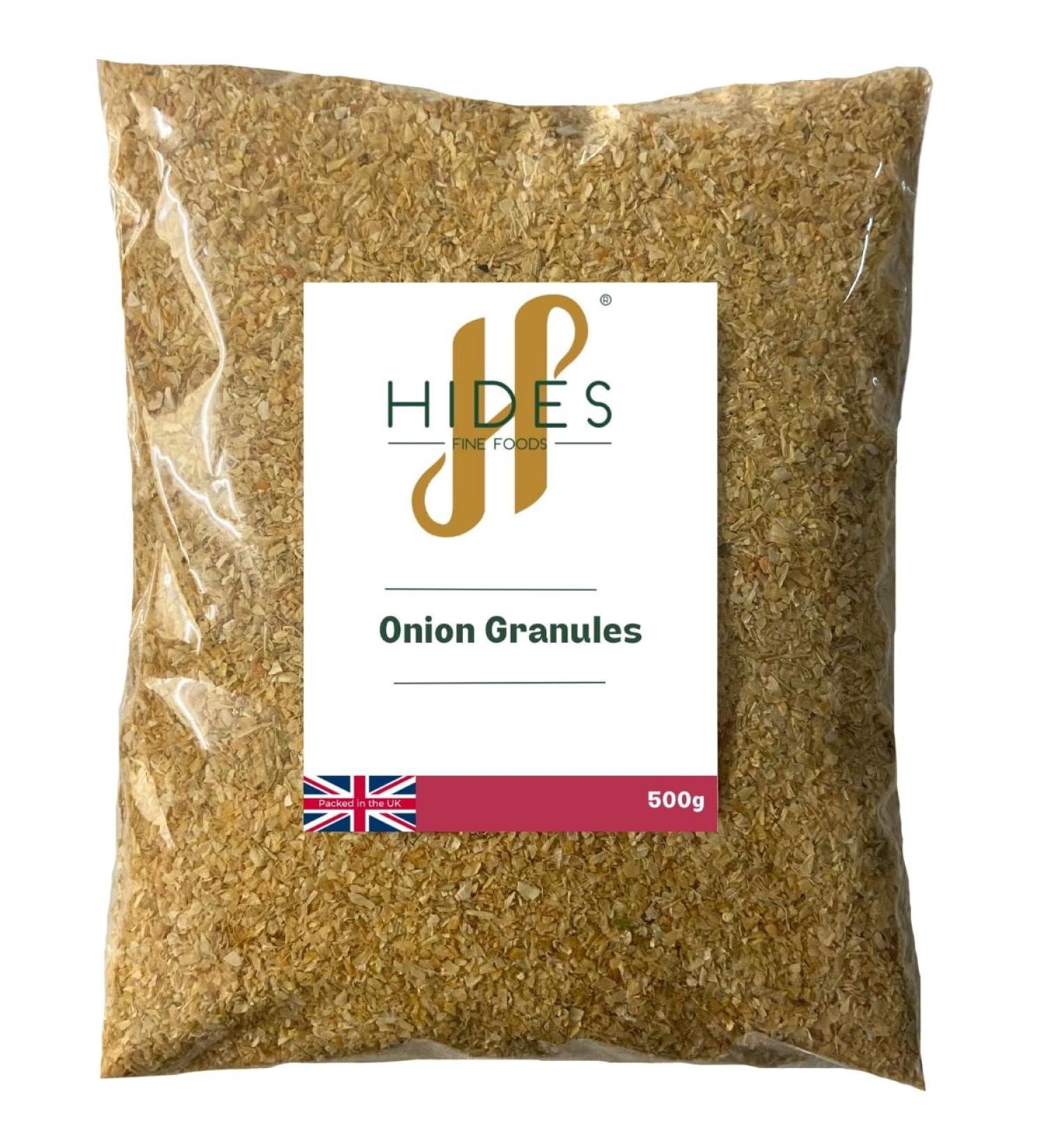 Hides Fine Foods - Onion Granules 500g - GMO Free - Suitable for Vegetarians - BBQ Seasoning - Meat Seasoning - Vegetable Seasoning - Perfect for Summer - Buy Online on GoSupps.com