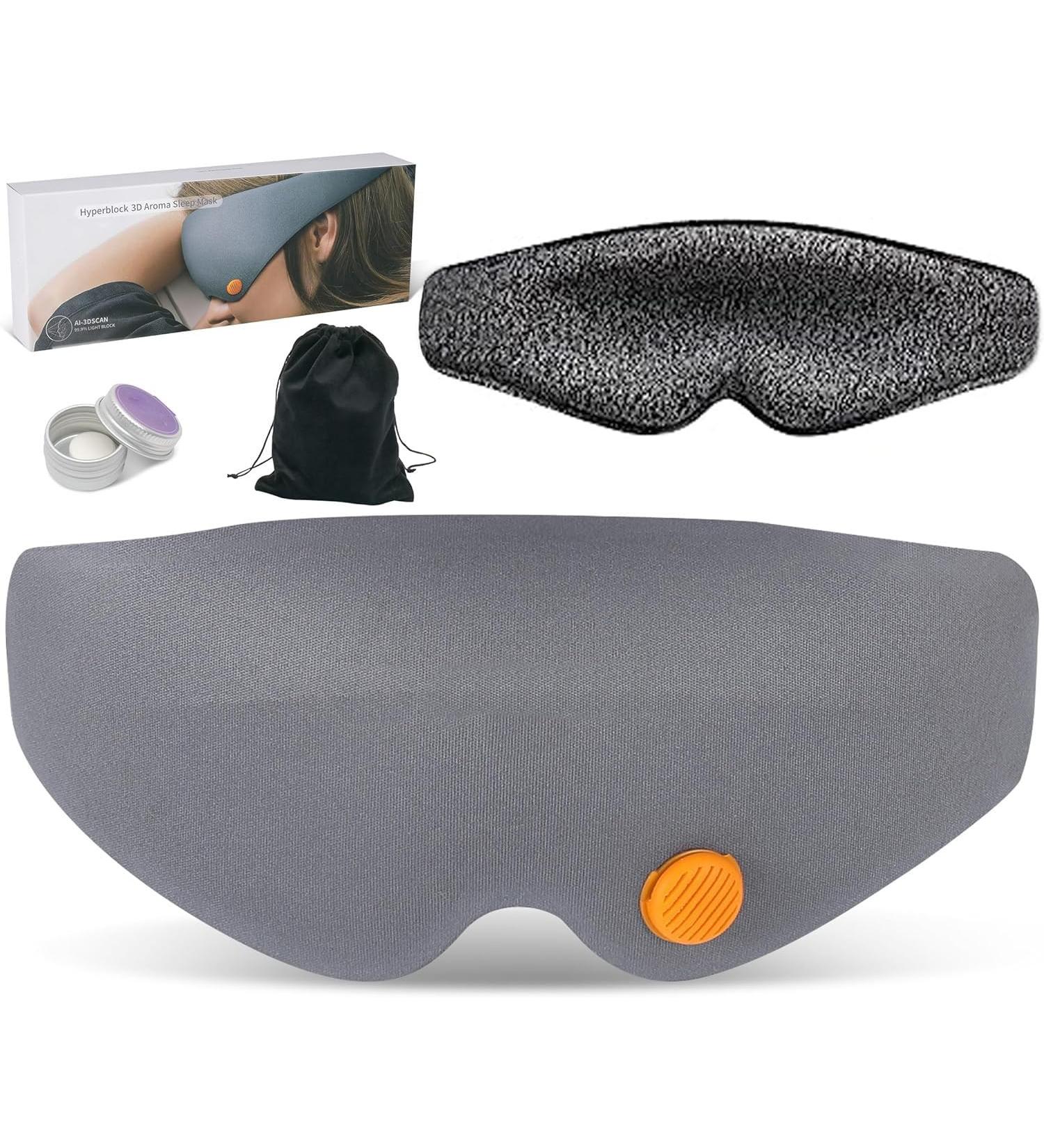 Comfortable Cotton Sleep Eye Mask - Aromatherapy 3D Blackout Mask with Adjustable Velcro Closure for Travel & Sleeping - Ultra Soft Grey - Buy Online on GoSupps.com
