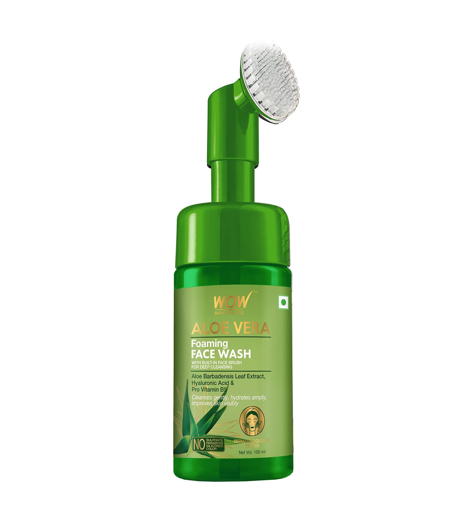 WOW Skin Science Aloe Vera Exfoliating Face Wash | Foaming Cleanser for All Skin Types | Acne Treatment for Women & Men | 100ml Facial Scrub - Buy Online on GoSupps.com