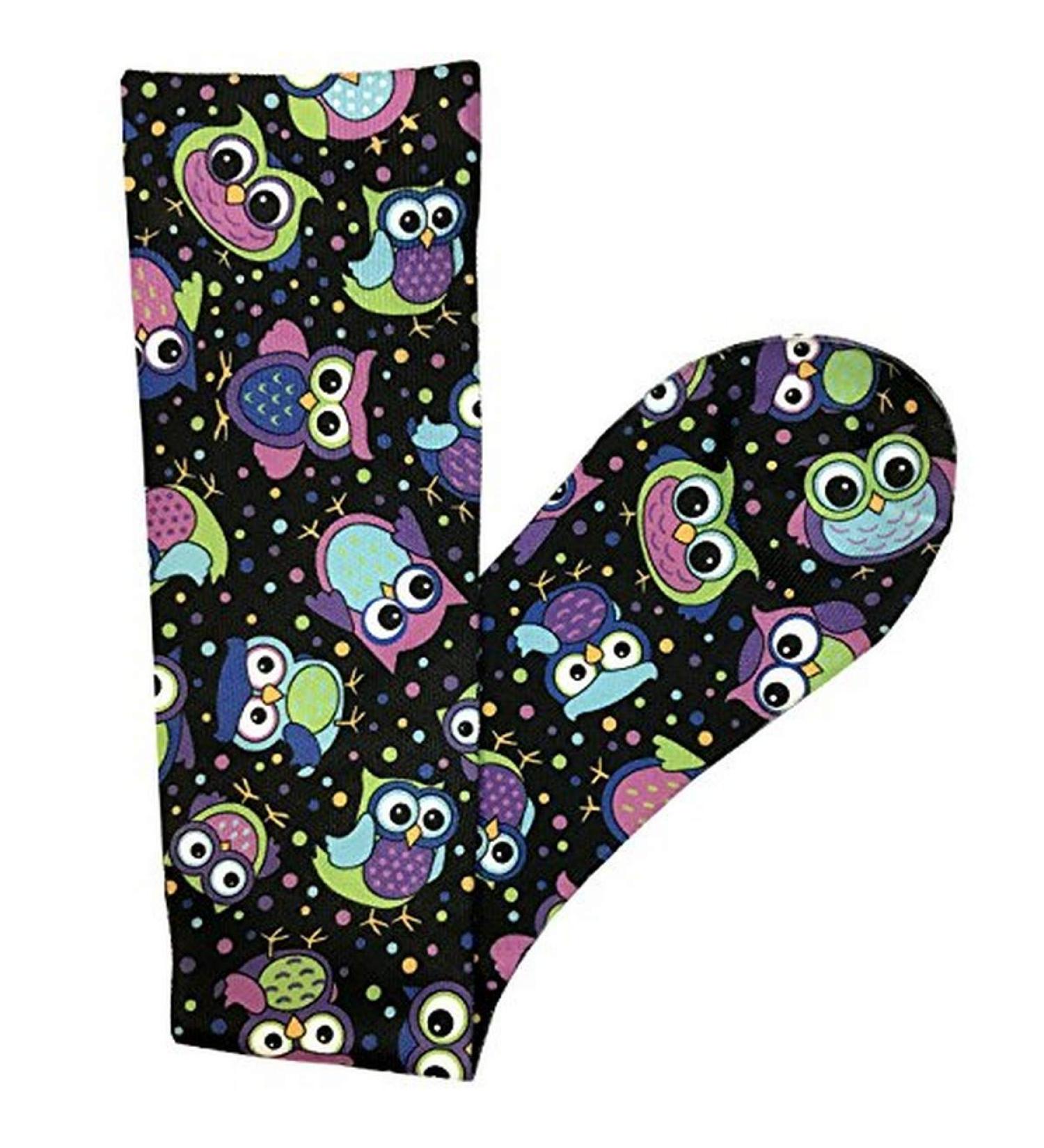 Prestige Medical Soft Comfort Compression Socks Party Owls Black 2 Count
