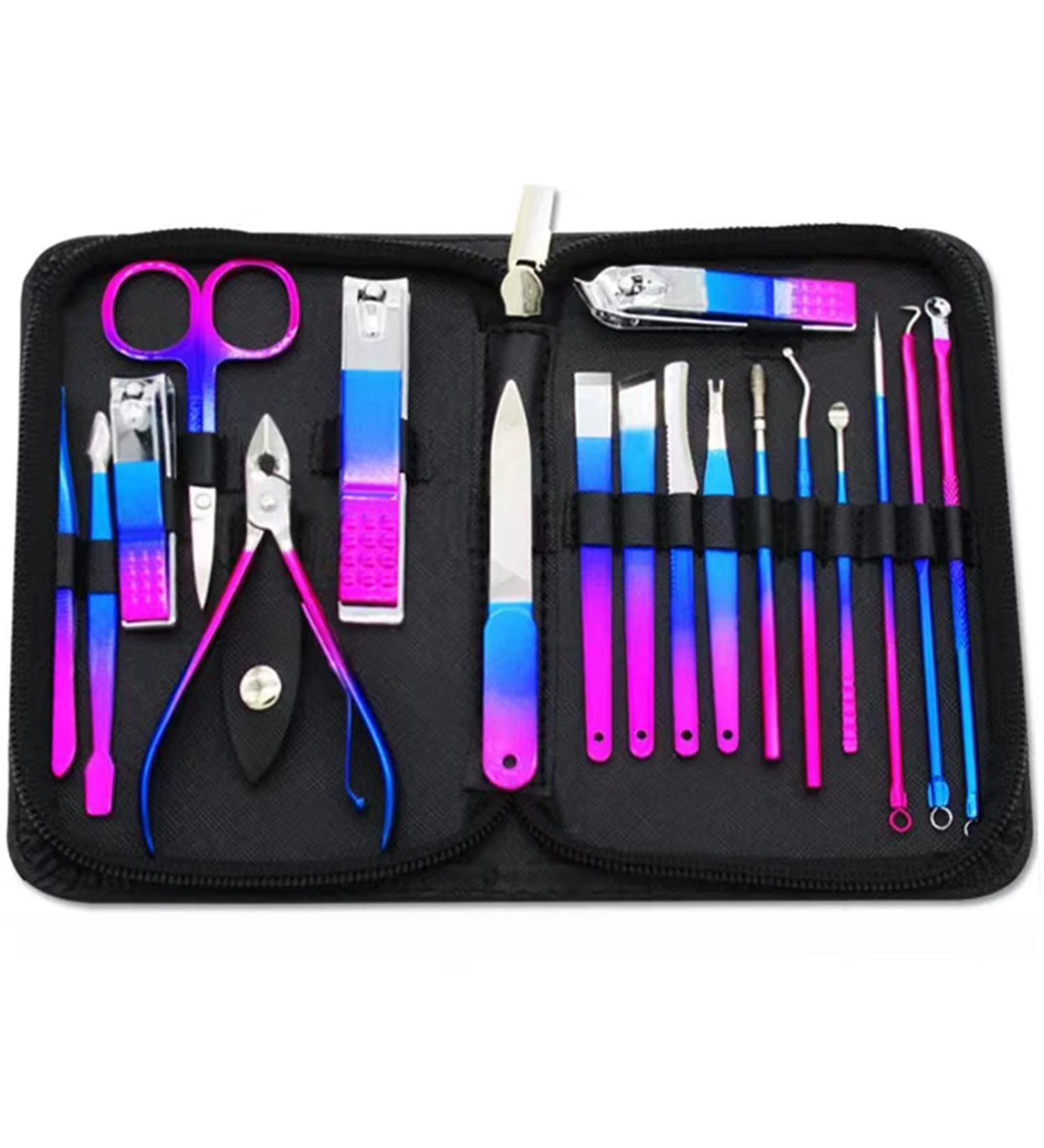 Tuecota 18 in 1 Stainless Steel Nail Clipper Set - Professional Manicure Pedicure Kit for Women and Men - Buy Online on GoSupps.com