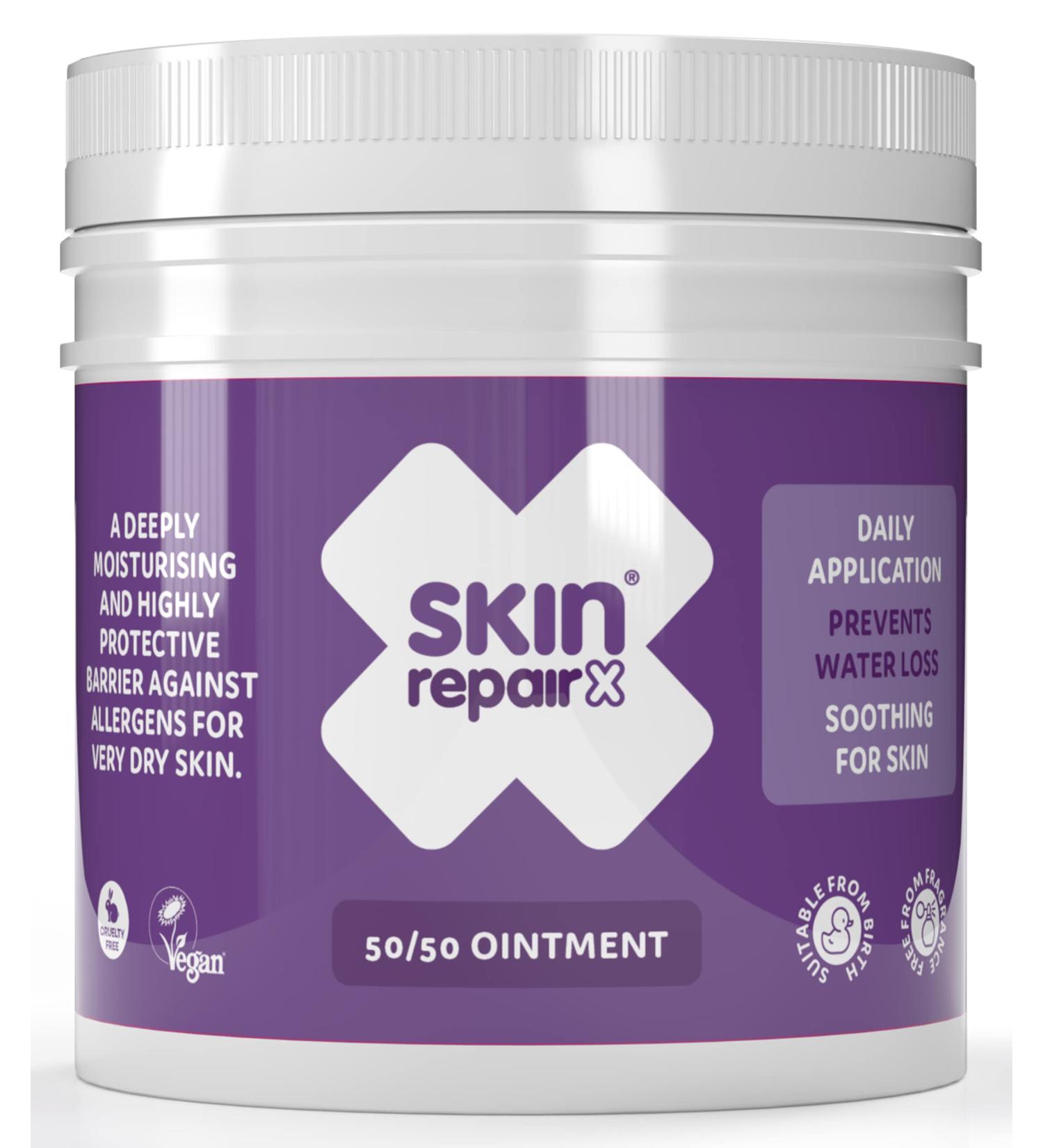 SkinRepairX 50/50 Ointment 500ml Protection for skin damaged by eczema psoriasis. Vegan Fragrance Free Suitable from Birth - Buy Online on GoSupps.com