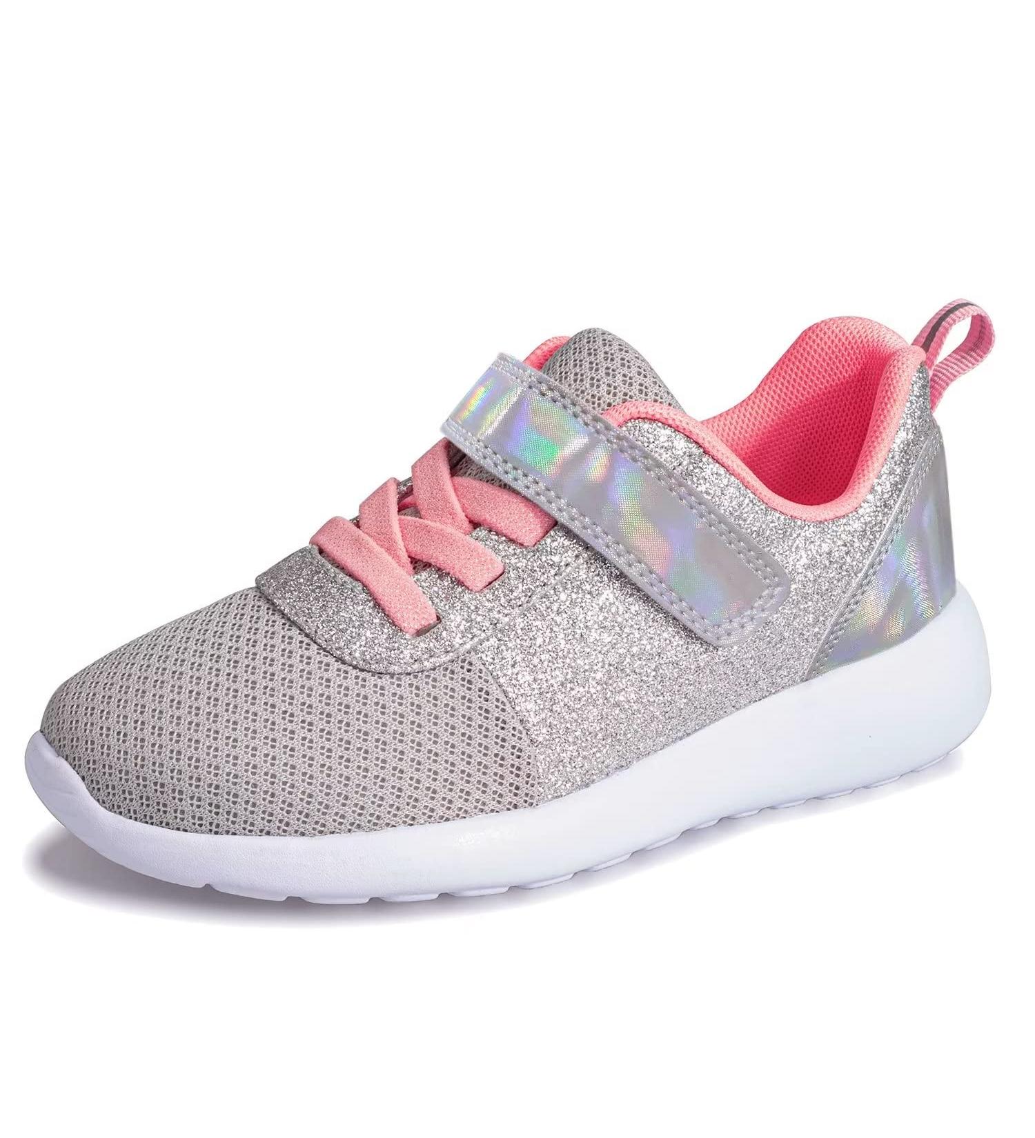Stylish Girls' Glitter Sneakers | Children's Sports & Running Shoes with Velcro | EU Size 22 - Perfect for Indoor & Outdoor Fun! - Buy Online on GoSupps.com