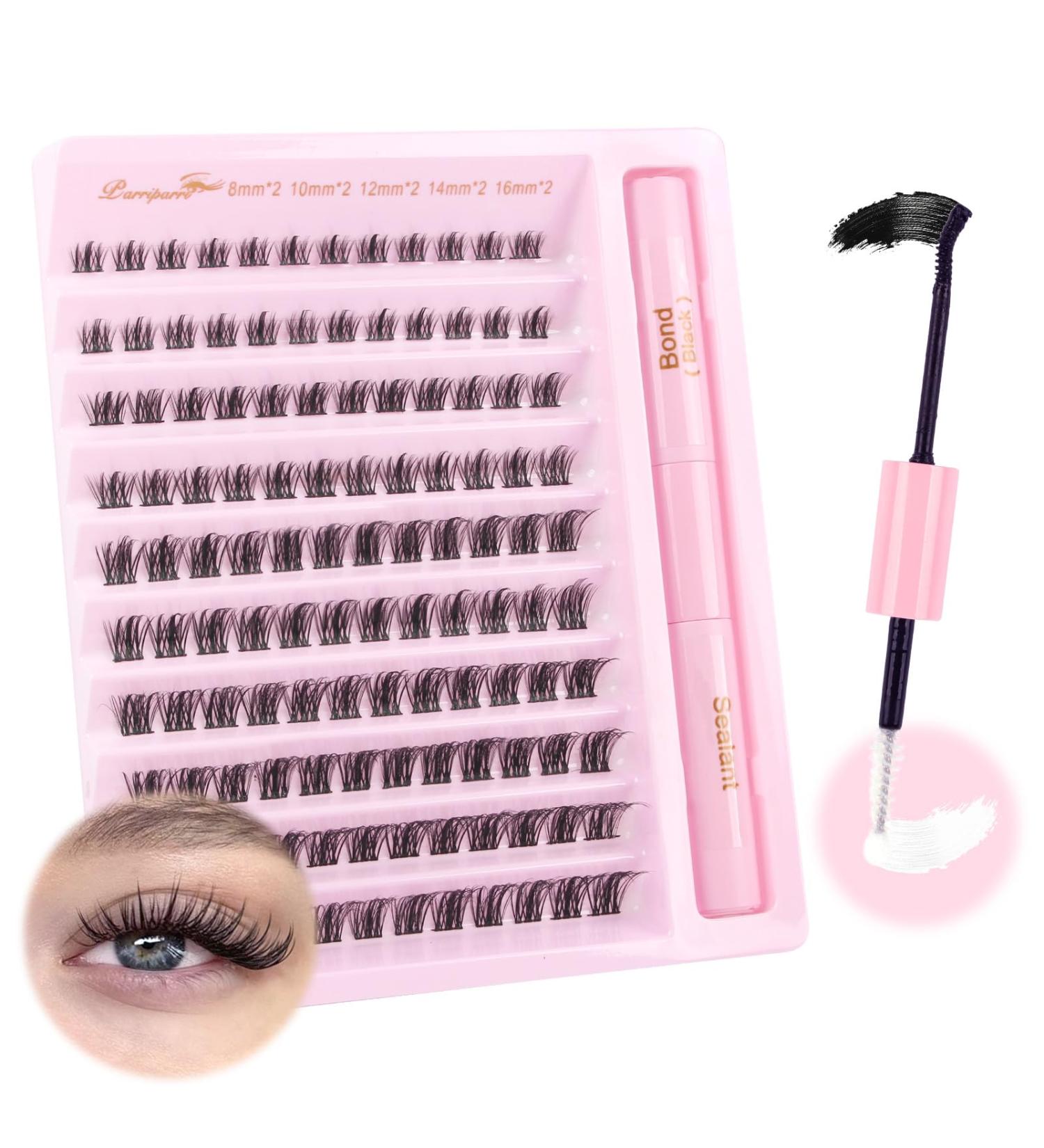 Parriparri Cluster Lashes Kit 120pcs Manga Individual D Curl Lashes Extensions 8-16mm Wispy False Eyelashes Kit with Bond, Seal, and Glue - Buy Online on GoSupps.com