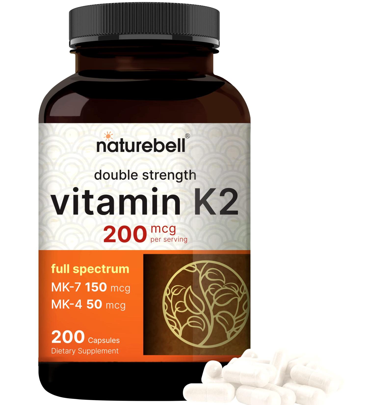 Full Spectrum Vitamin K2 Supplement - 200 mcg 200 Capsules - Joint & Heart Health Support - Non-GMO - Buy Online on GoSupps.com