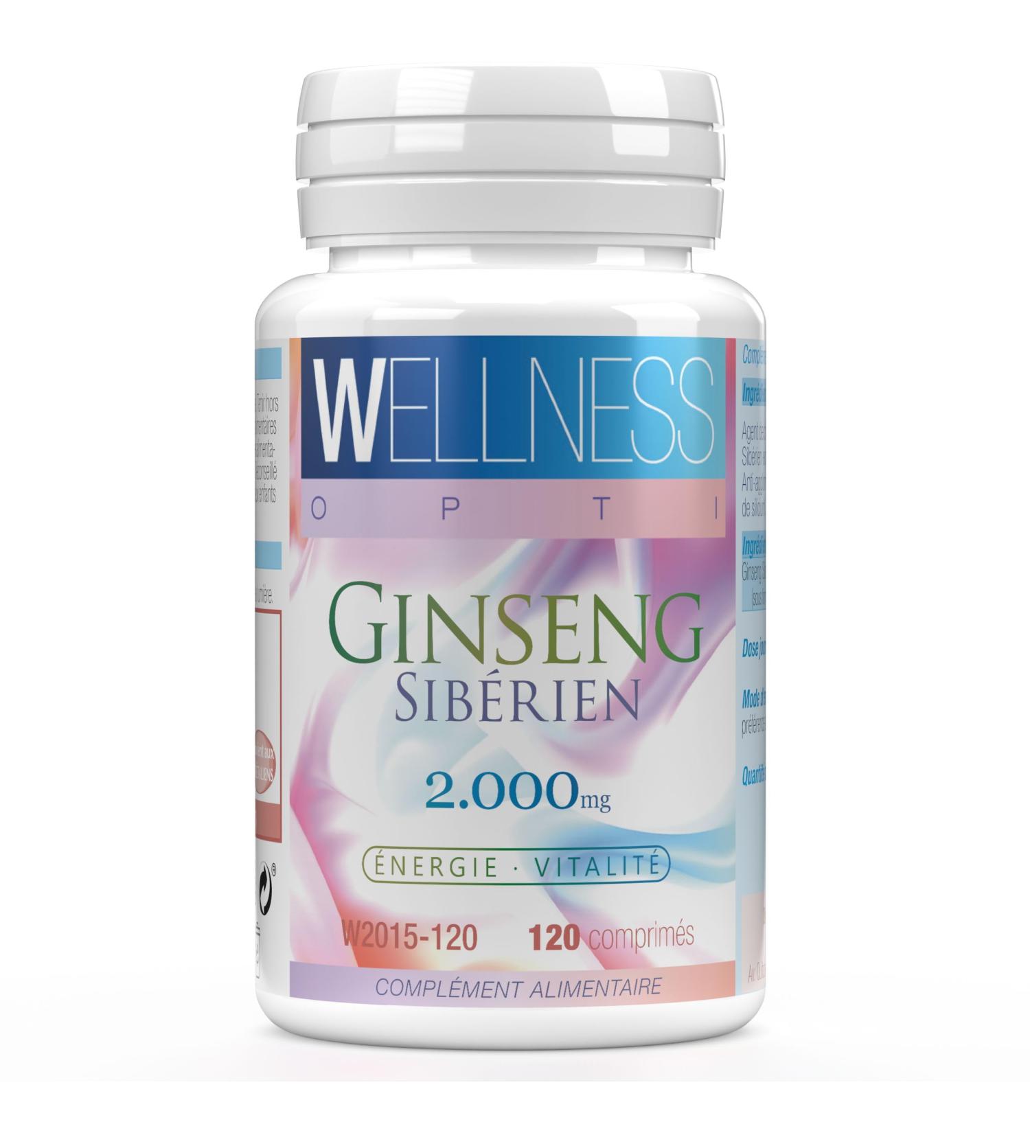 WELLNESS OPTI Siberian Ginseng - 120 Tablets - Natural Energizer for Two Months Use - Daily Dose 2000 mg - Support Your Daily Activity and Mental Performance - Buy Online on GoSupps.com
