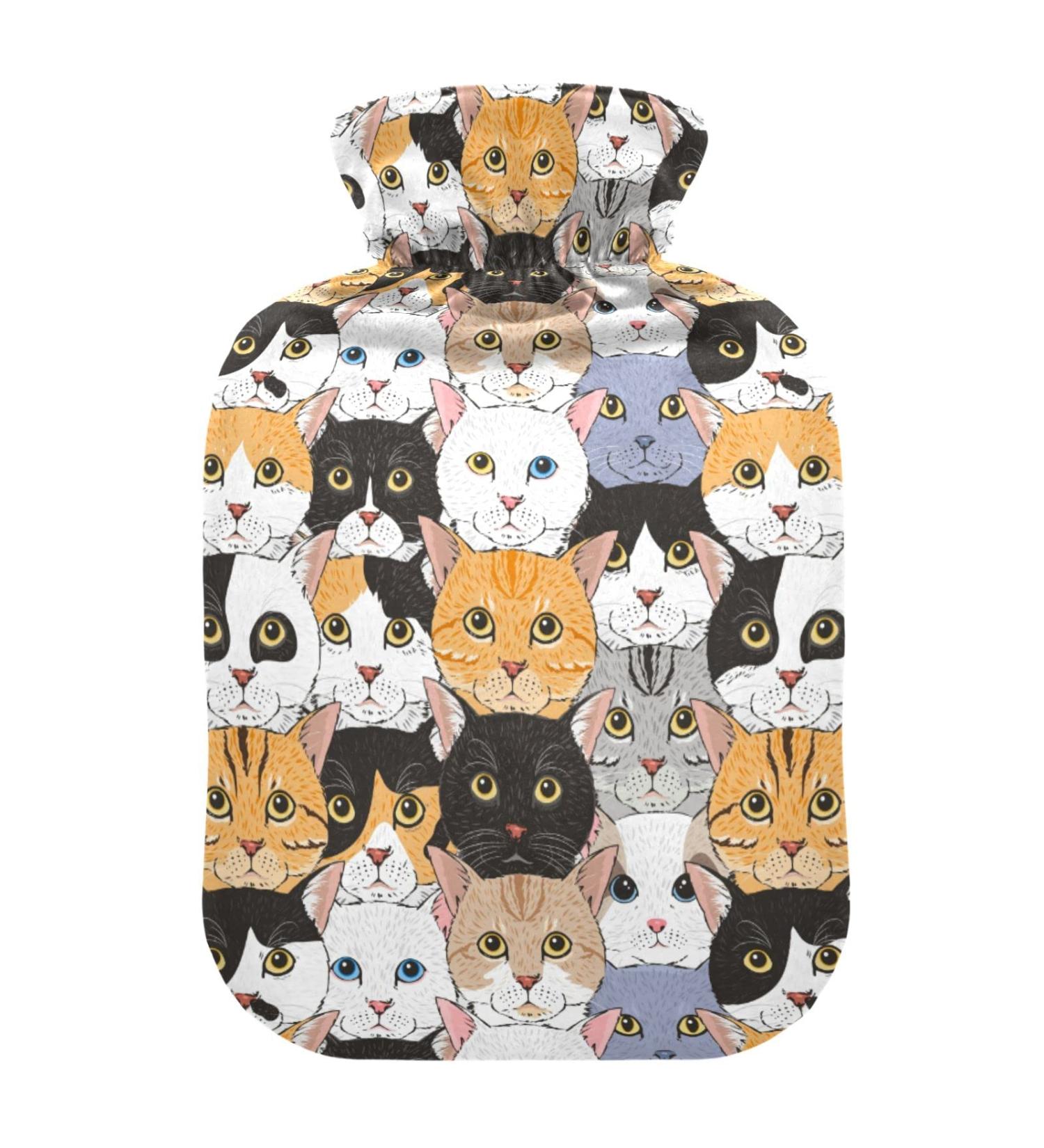 Cute Cats Heat Bottle - 1L Pain Relief Hot Water Bag for Muscle Injuries | International Shipping - Buy Online on GoSupps.com