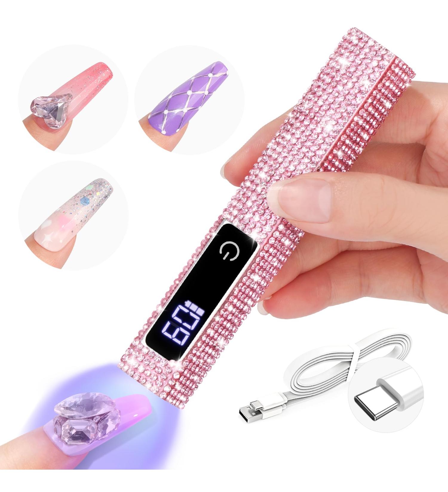 SAVILAND Glitter UV Light for Gel Nails - 2024 12W Handheld UV Nail Lamp with LCD Screen 8X-Faster Cure Touch Screen & Cordless | Perfect for Home & Salon Use - Buy Online on GoSupps.com