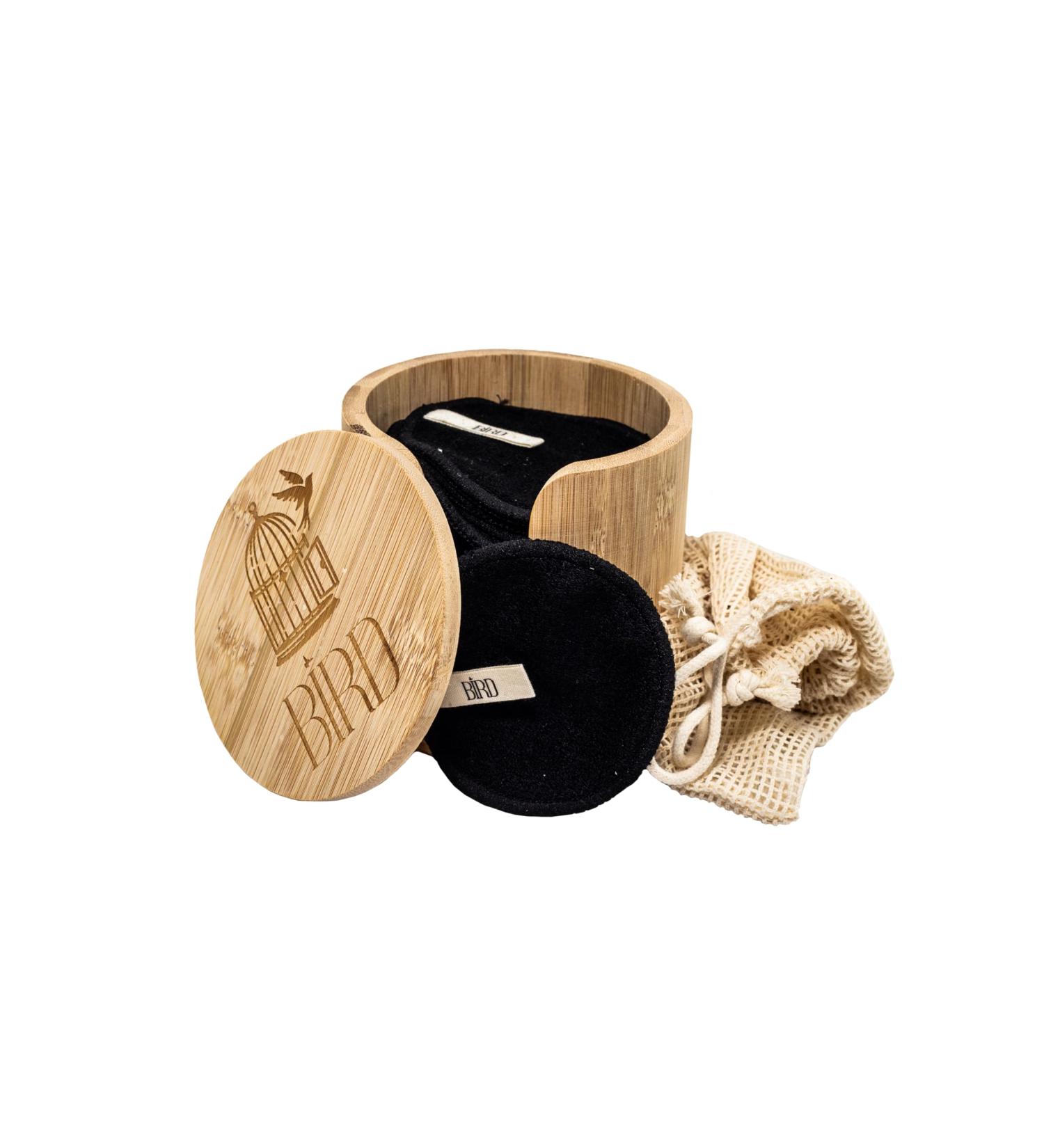 Cotton pad reusable makeup remover disc box of 10 organic cotton and bamboo pads with storage tower and washing net - Buy Online on GoSupps.com