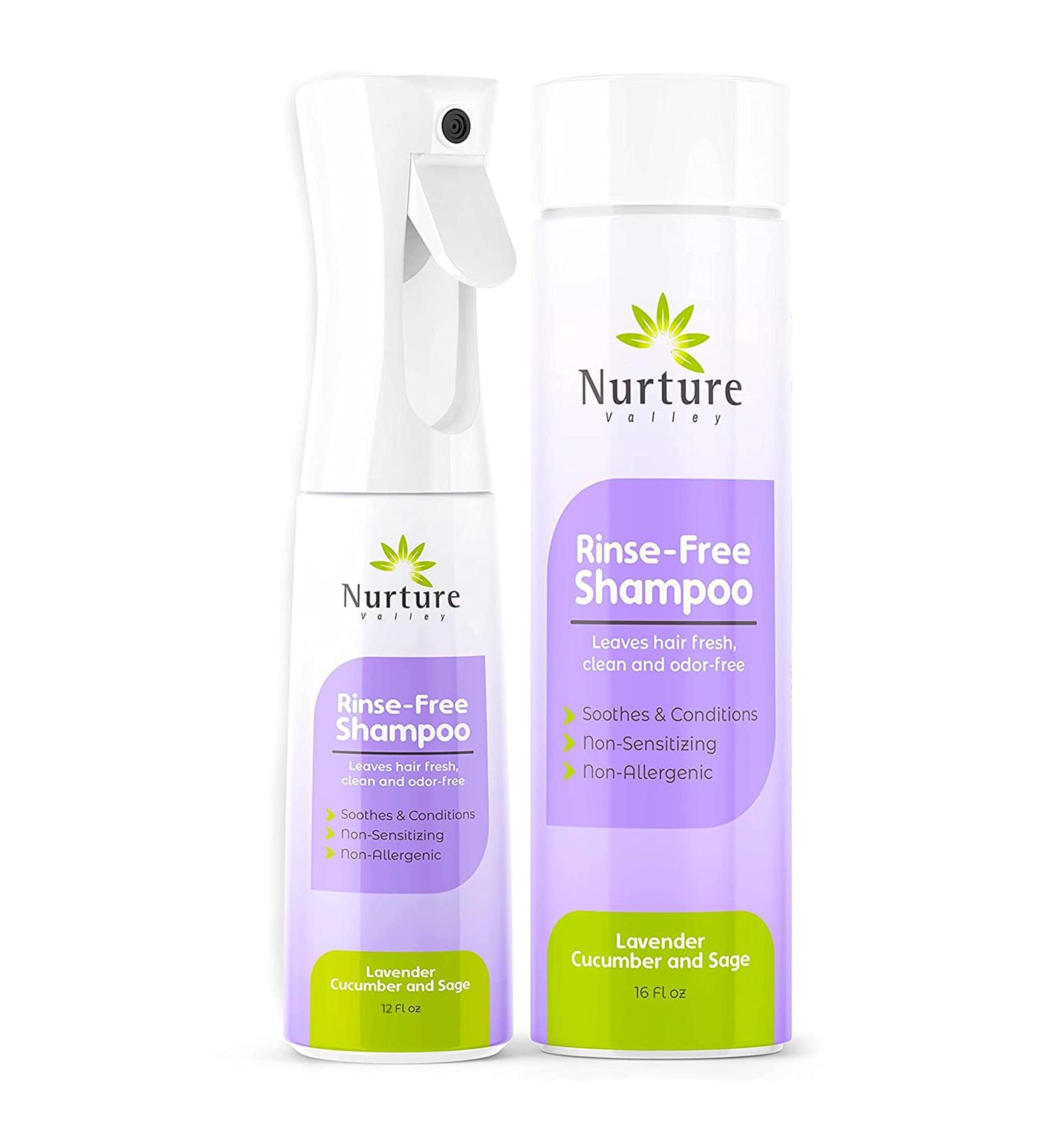Nurture Valley Rinse Free Shampoo - Waterless Nourishing Spray | Fresh, Clean & Odor-Free Hair - 12 Oz Continuous Spray Bottle + 16 oz Refill - Buy Online on GoSupps.com
