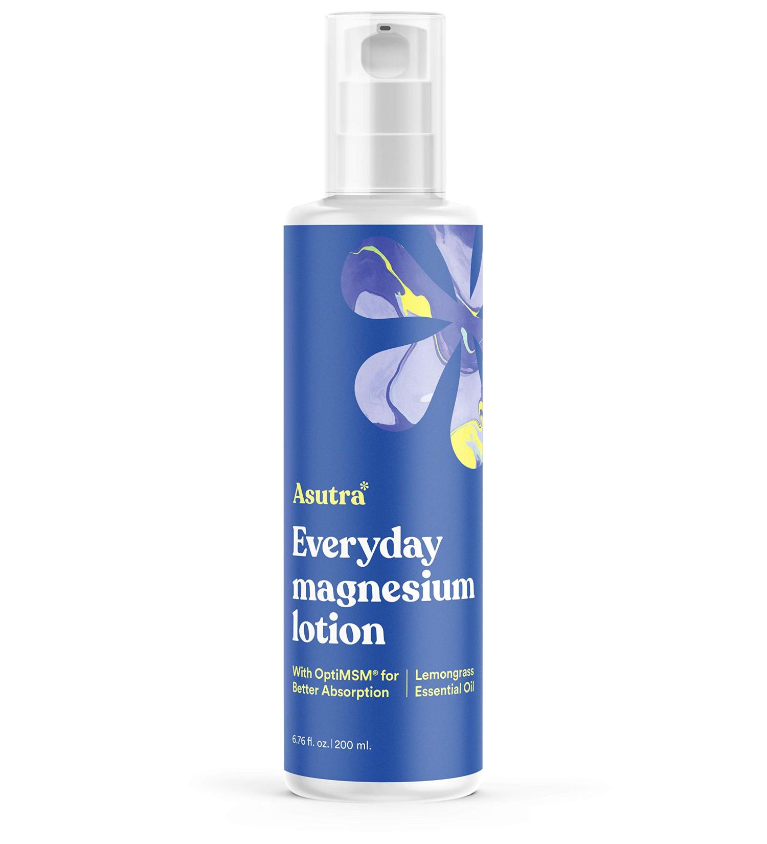 ASUTRA Everyday Magnesium Lotion with OptiMSM - 6.76 oz | Fast Absorption for Joints & Muscles | Vitamin A, E & Shea Butter | Lemongrass Scent - Buy Online on GoSupps.com