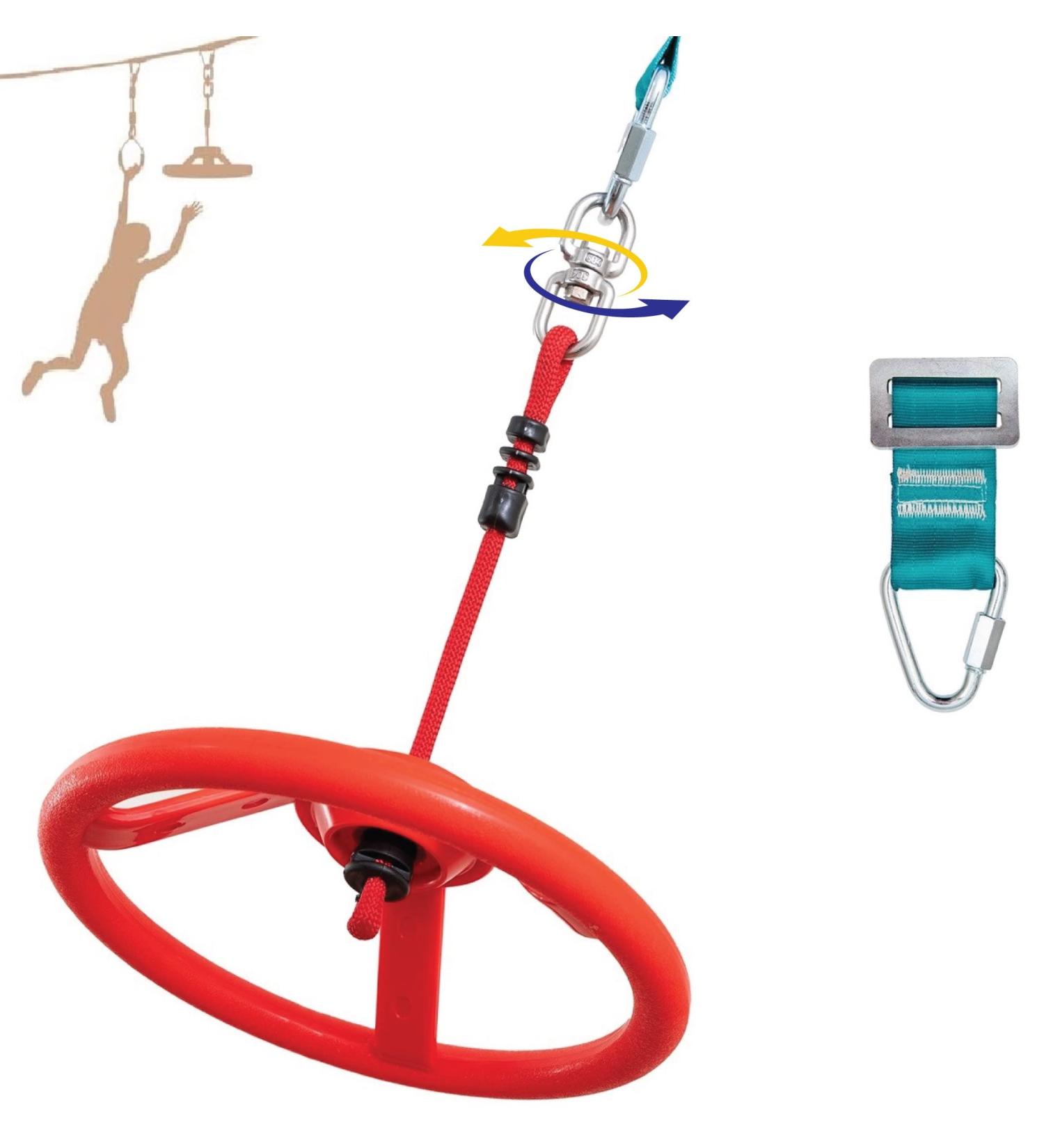 Ninja Wheel Obstacle for Kids - Hanging Monkey Wheel for Warrior Course with Swivel Slackline Spinner Attachment - Buy Online on GoSupps.com