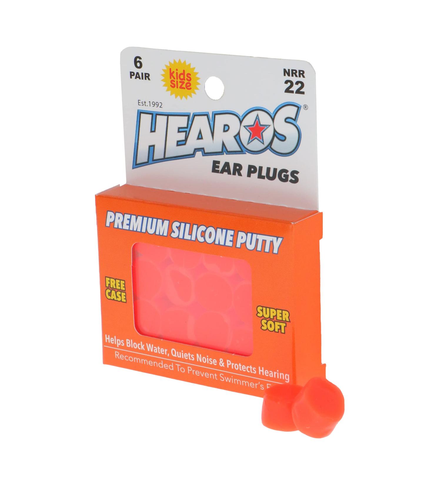 HEAROS Reusable Kids Ear Plugs for Swimming - Waterproof Comfortable Floating Silicone Putty Moldable One Size 6 Pairs with Case NRR 22 Hearing Protection - Buy Online on GoSupps.com