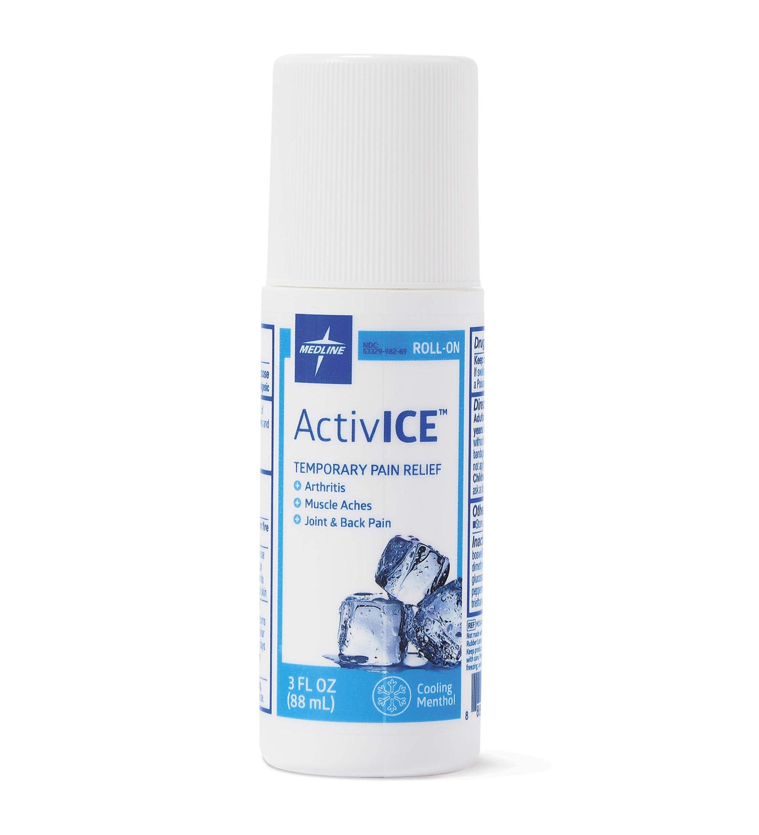 Medline ActivICE Topical Pain Reliever Roll On for Arthritis, Muscle Aches & Back Injuries - 3 oz (1 Pack) - Buy Online on GoSupps.com