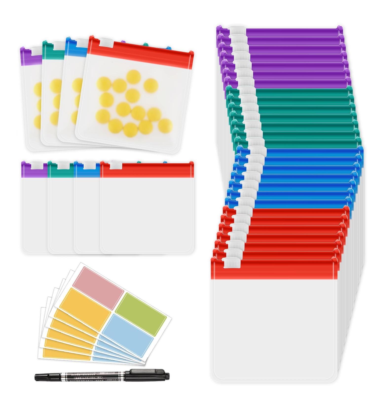 MARFOREVER 39 Pcs Pill Pouch Bags Set - Travel Zippered Organizer Reusable Ziplock Medicine Storage 28 Plastic Bags & Labels Ideal for International Shipping - Buy Online on GoSupps.com
