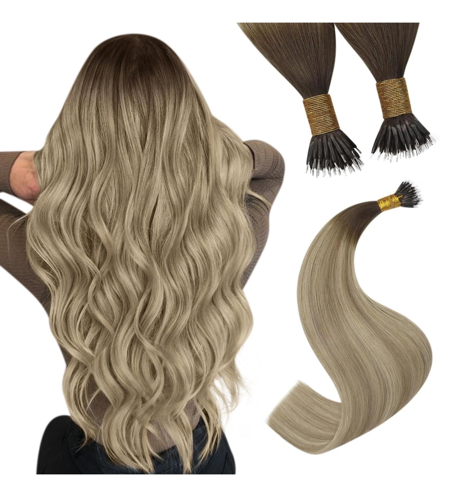 Youngsee Balayage Nano Ring Hair Extensions - Real Hair 55cm Brown to Blonde - Premium 50g Nano Extensions - Buy Online on GoSupps.com