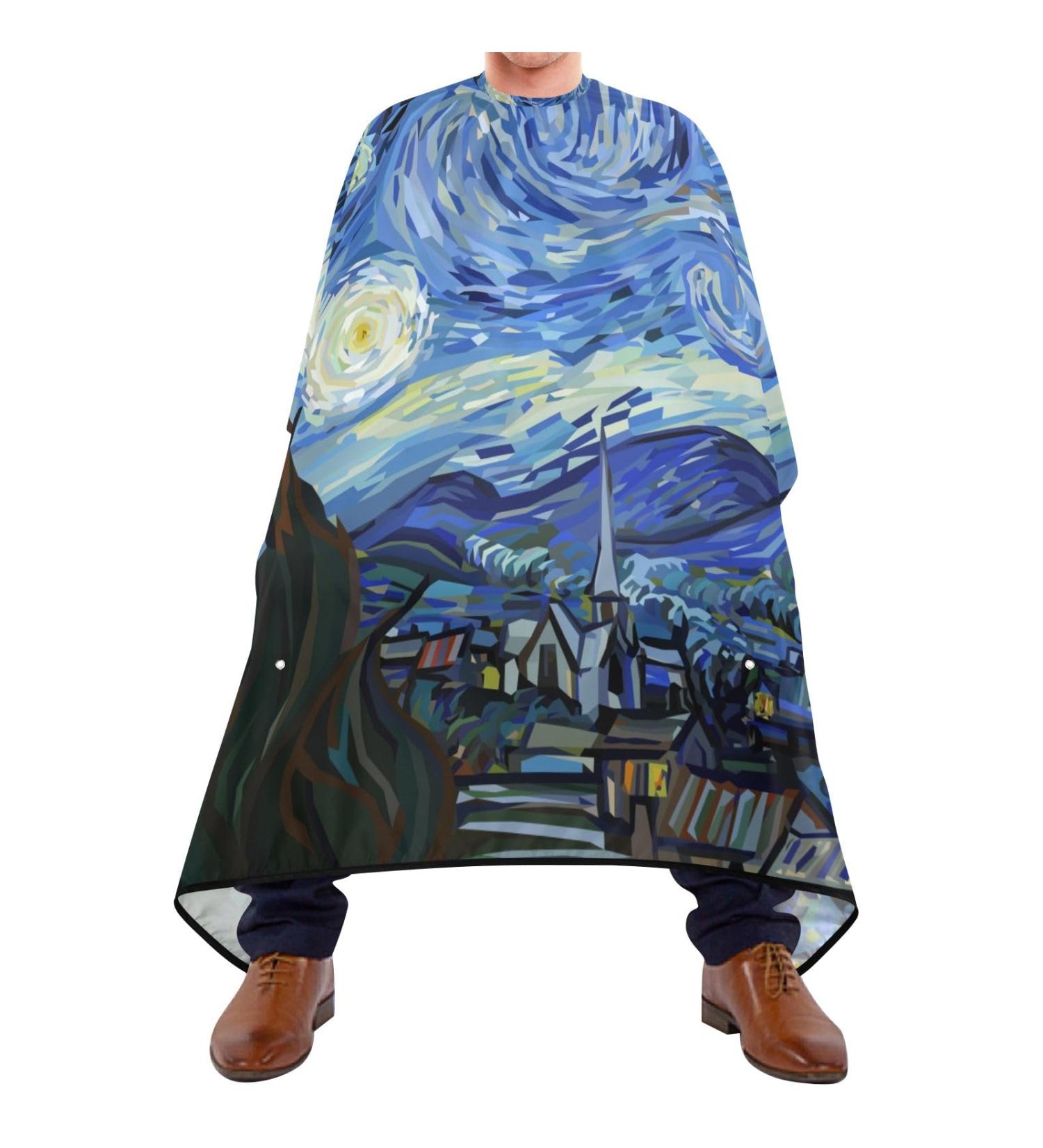 Waterproof Barber Cape - Starry Night Cheetah Haircut Bib for Men & Women | Unisex Hair Cutting Cape - Buy Online on GoSupps.com