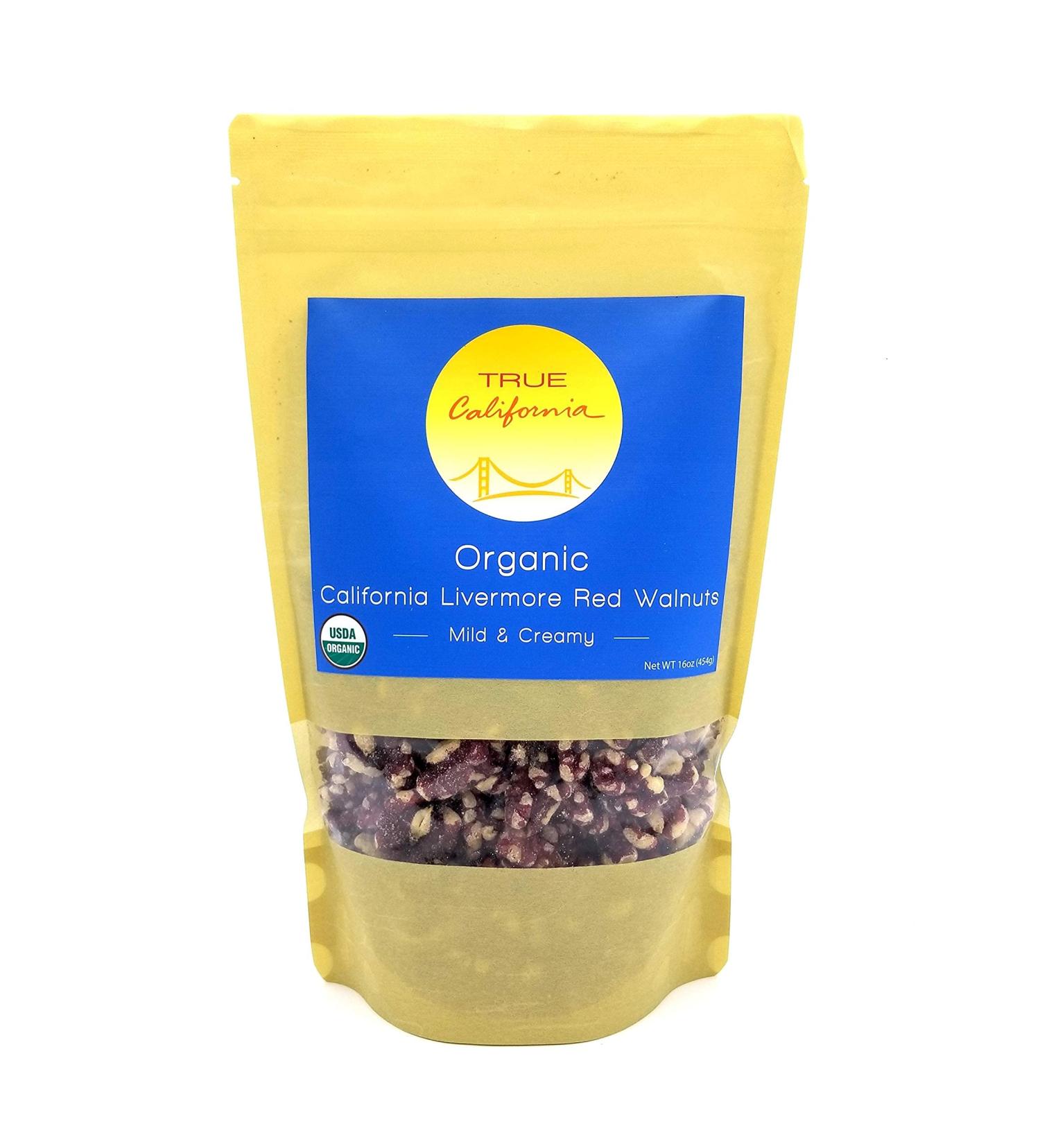 Organic Livermore Red Walnuts (1 LB) - Raw Shelled Halves & Pieces, Vegan, Gluten-Free, Healthy Snacks - Natural Whole Foods - Buy Online on GoSupps.com