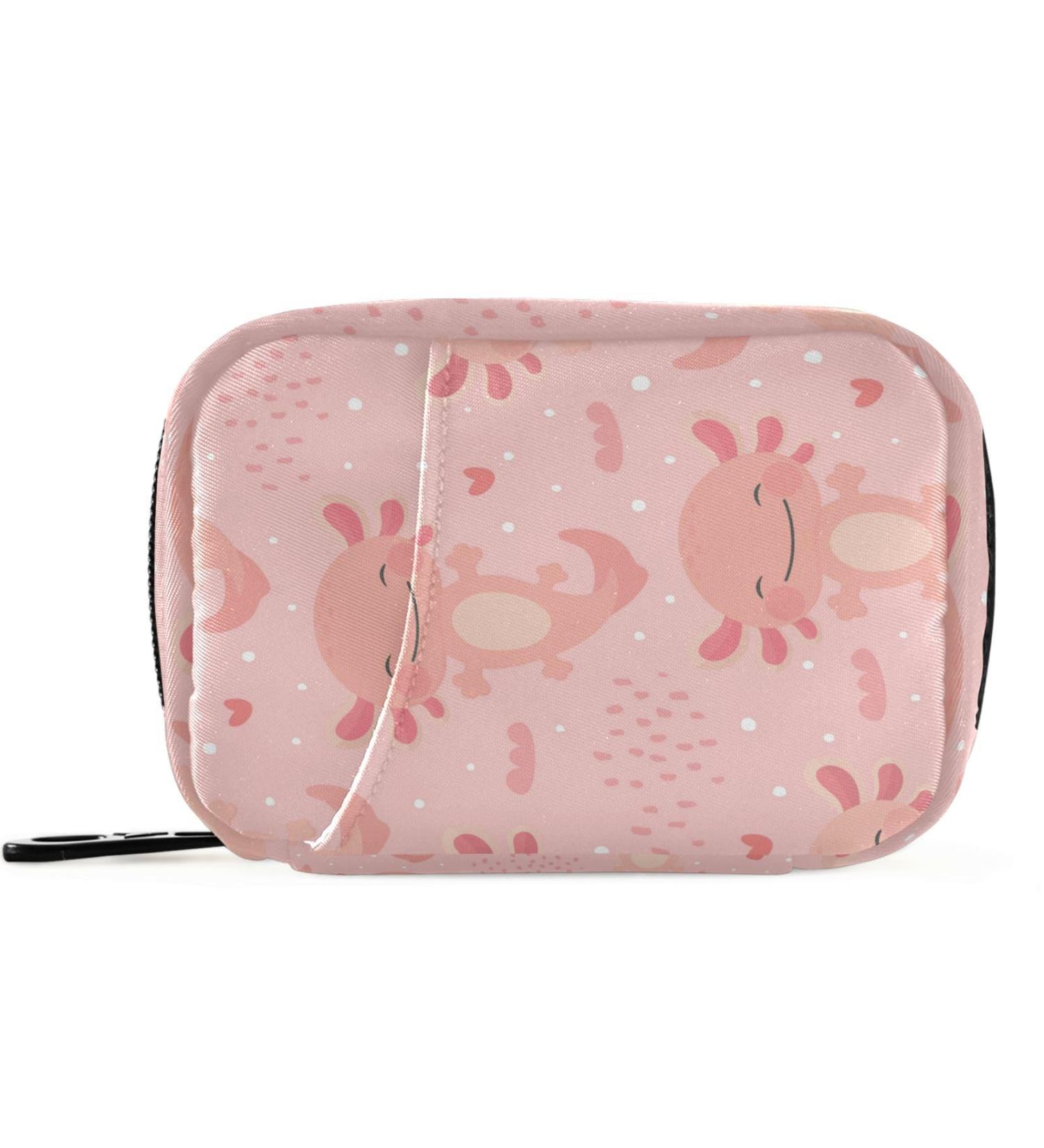 Pfrewn 7-Day Axolotl Kawaii Pill Organizer Case - Portable Pink Travel Vitamin & Medicine Holder with Zipper - Buy Online on GoSupps.com