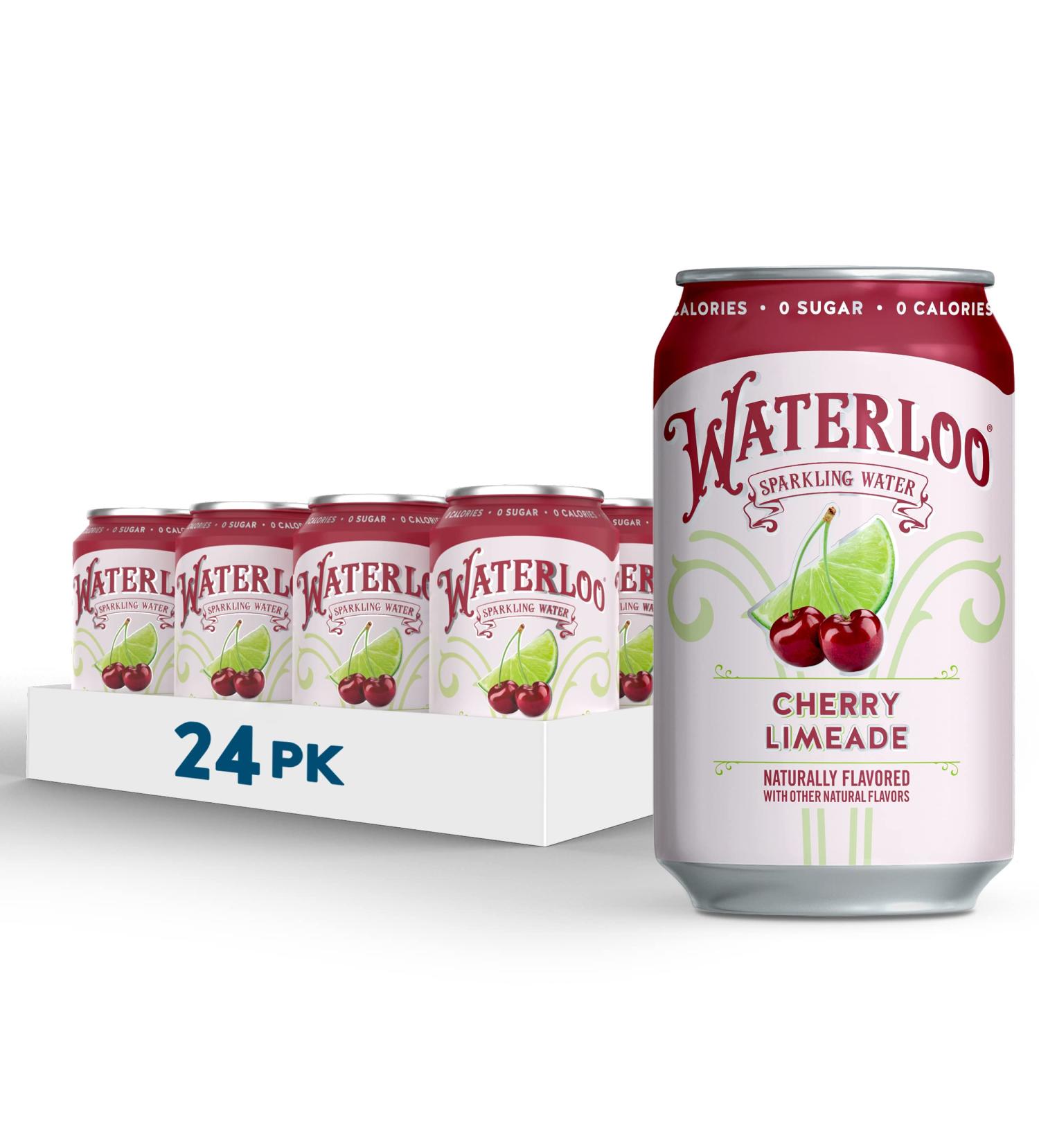 Waterloo Sparkling Water Cherry Limeade 12 Fl Oz (Pack of 24) - Zero Calories, Sugar, Artificial Sweeteners & Sodium - Single Flavor Pack Tray - Buy Online on GoSupps.com