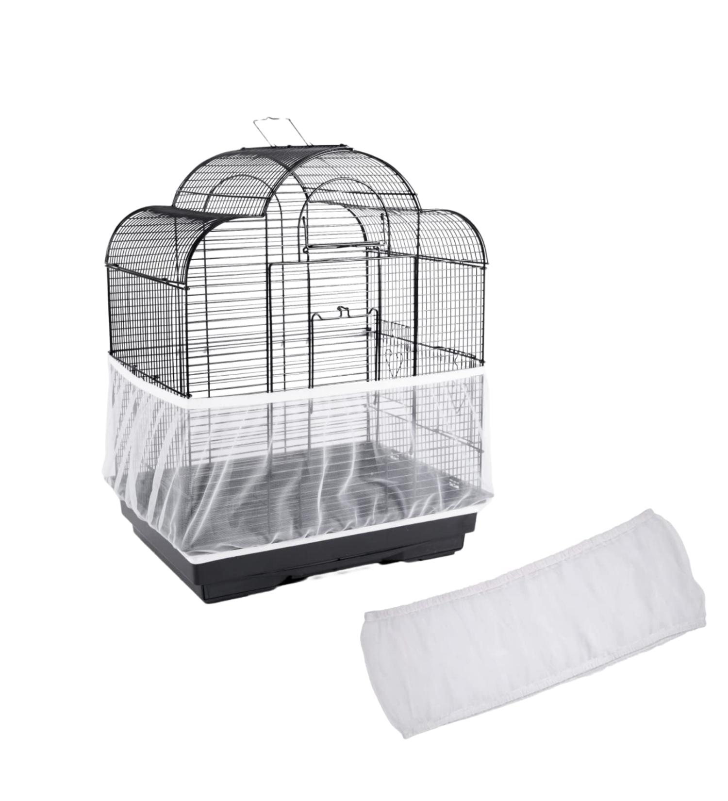 Birdcage Nylon Mesh Net Cover Guard M Size White - Seed Catcher for Pet Birds and Parrots - Buy Online on GoSupps.com