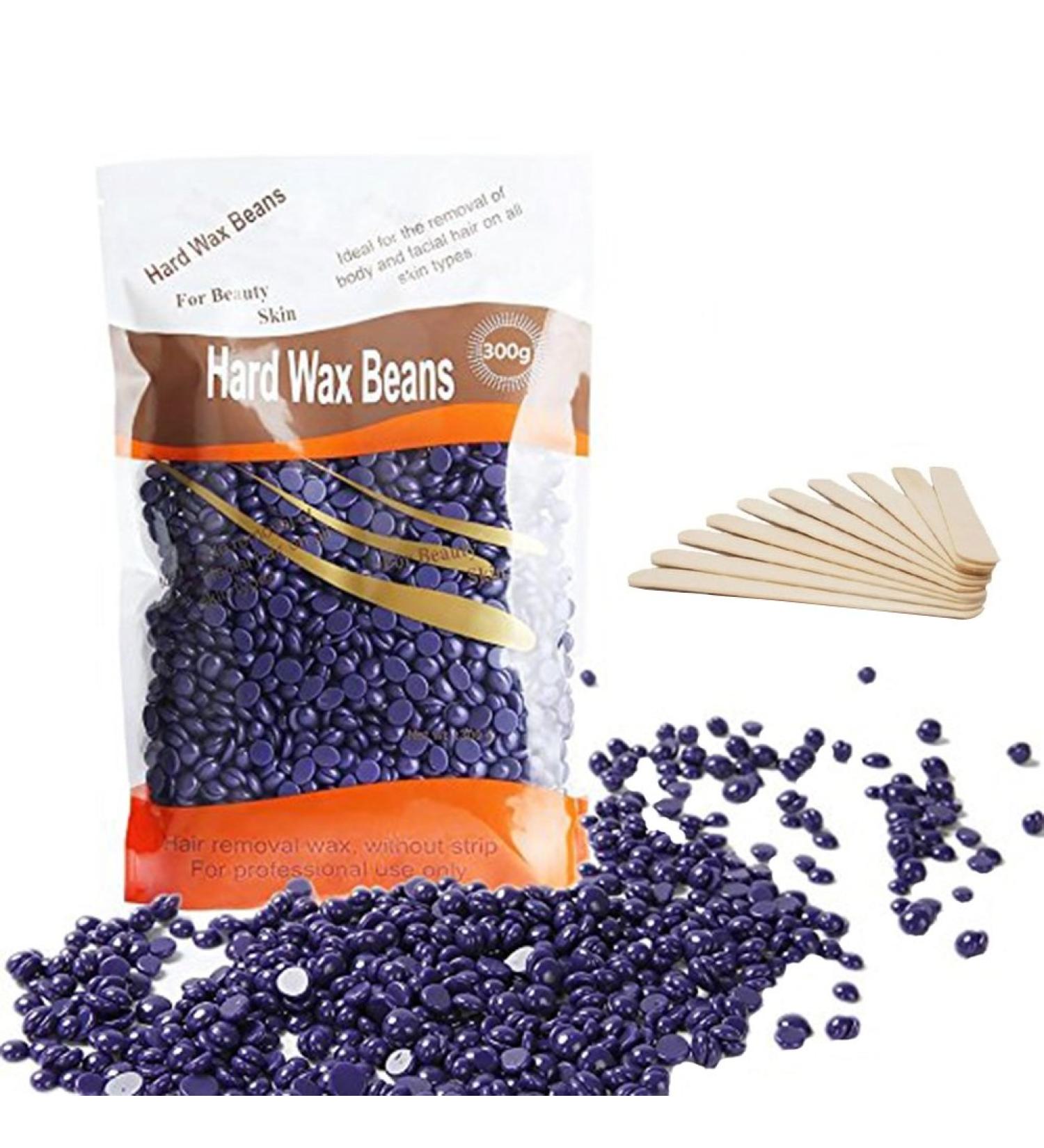 Hair Removal Wax Beans Ultnice 300g - Intimate & Body Wax with 10 Wooden Sticks | Home Hair Removal (Purple) - Buy Online on GoSupps.com