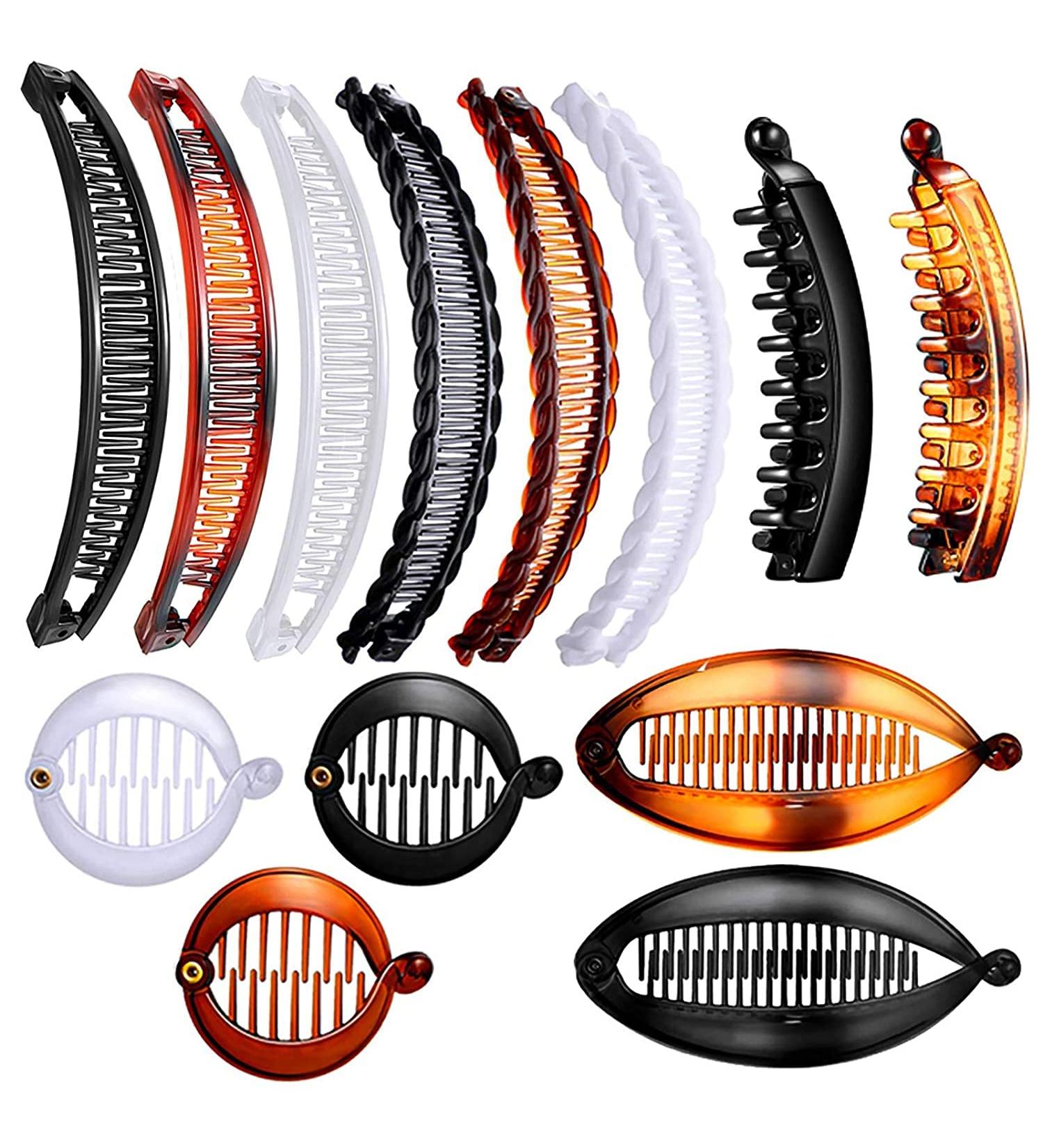 Yingeniva 13-Piece Vintage Banana Hair Clips | Durable Fishtail Ponytail Holders in 5 Styles | Girls' Large Rounded Comb Accessories - Buy Online on GoSupps.com