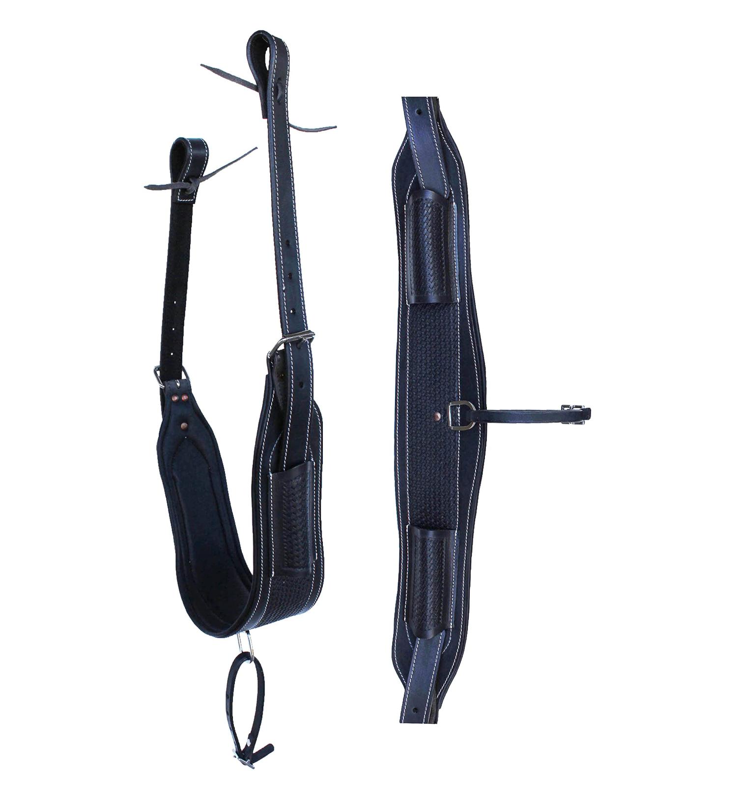 CHALLENGER Western Horse Saddle Cinch Billets - Padded Tooled Leather Rear Flank 9782BK - Buy Online on GoSupps.com