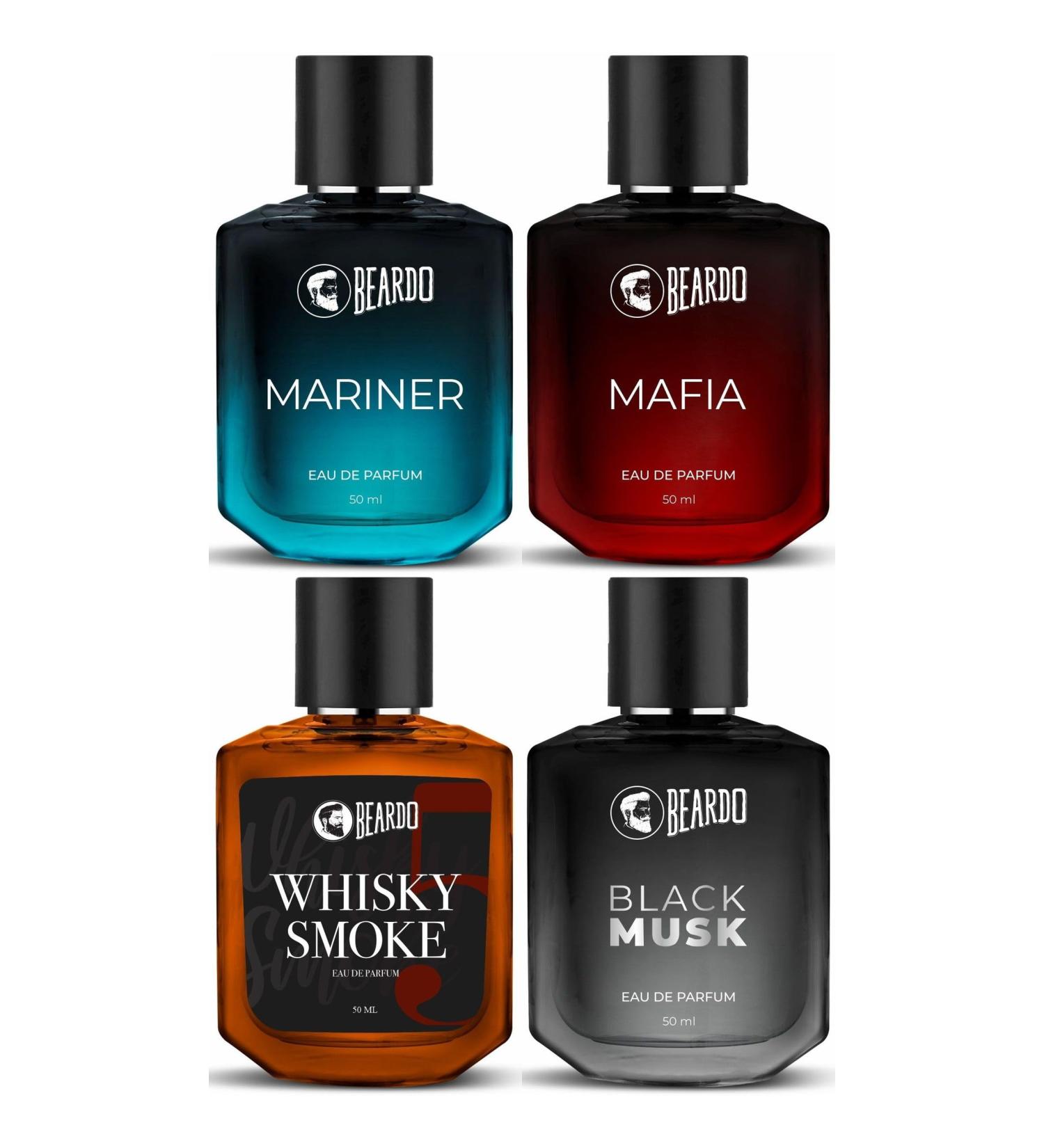 Beard'o Whisk'y Smoke Black Musk Mariner & Mafia Perfume For Men (50Ml X Pack Of 4) | Long Lasting Perfume | Date Night Perfume For Men | Gift For Brother | Gift For Friends