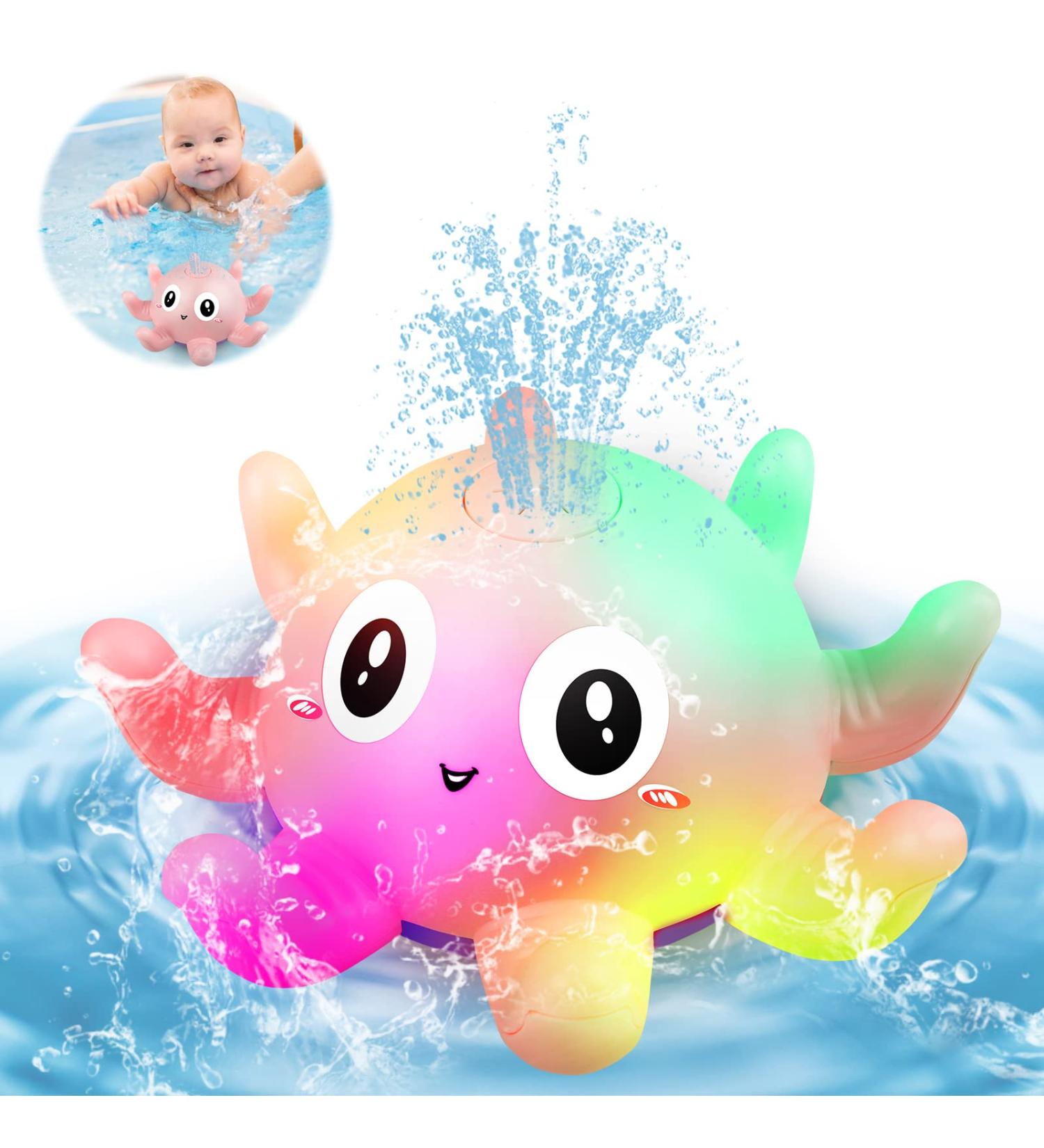 Octopus Bath Toy - Light Up, Spray Water, Automatic Induction - Pink - Ideal Gift for Kids - Bath Tub Toys for 3 Year Olds - Buy Online on GoSupps.com