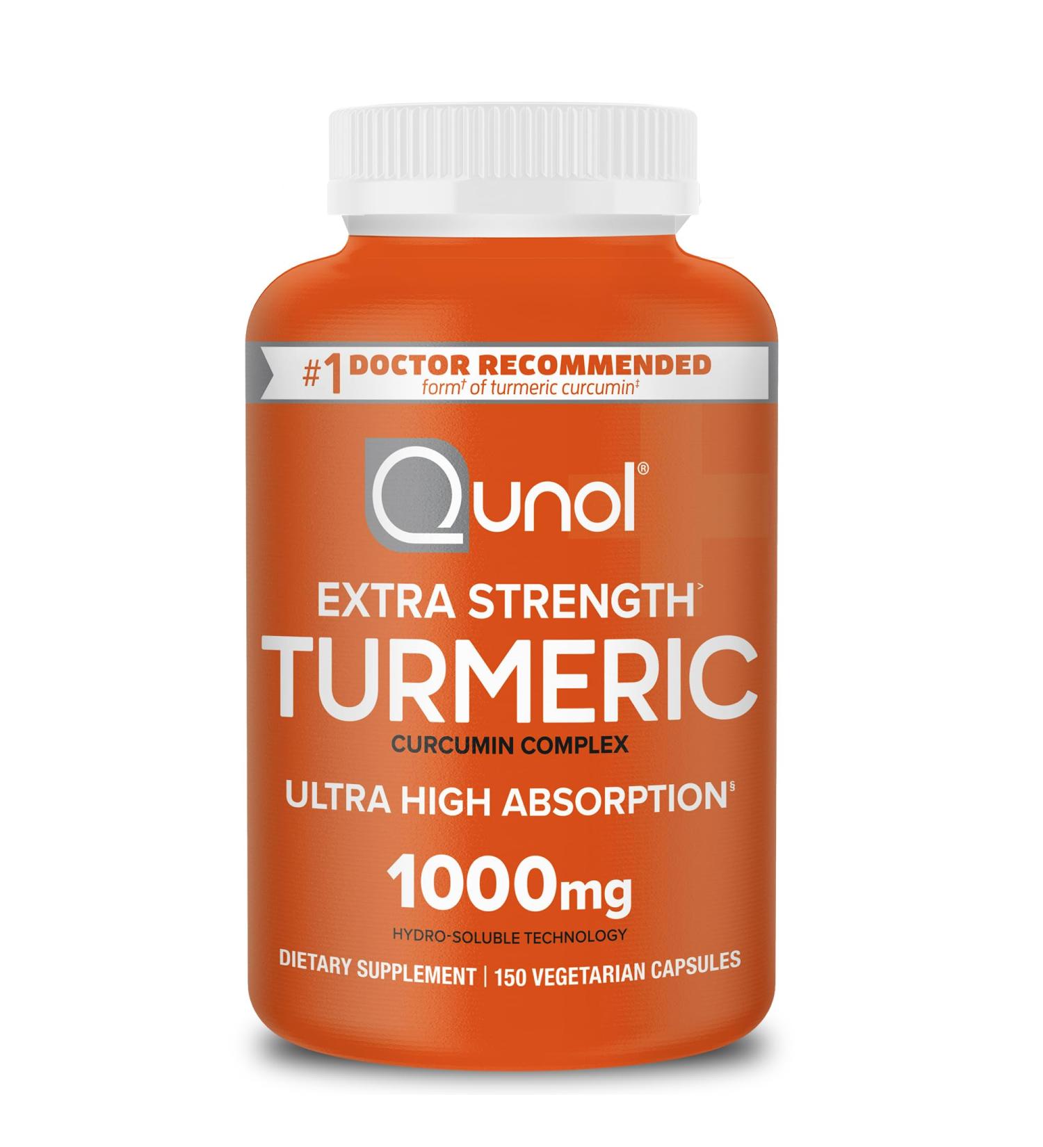 Qunol Turmeric Curcumin Supplement 1000mg with Ultra High Absorption for Joint Support Extra Strength Capsules 150 Count - Buy Online on GoSupps.com