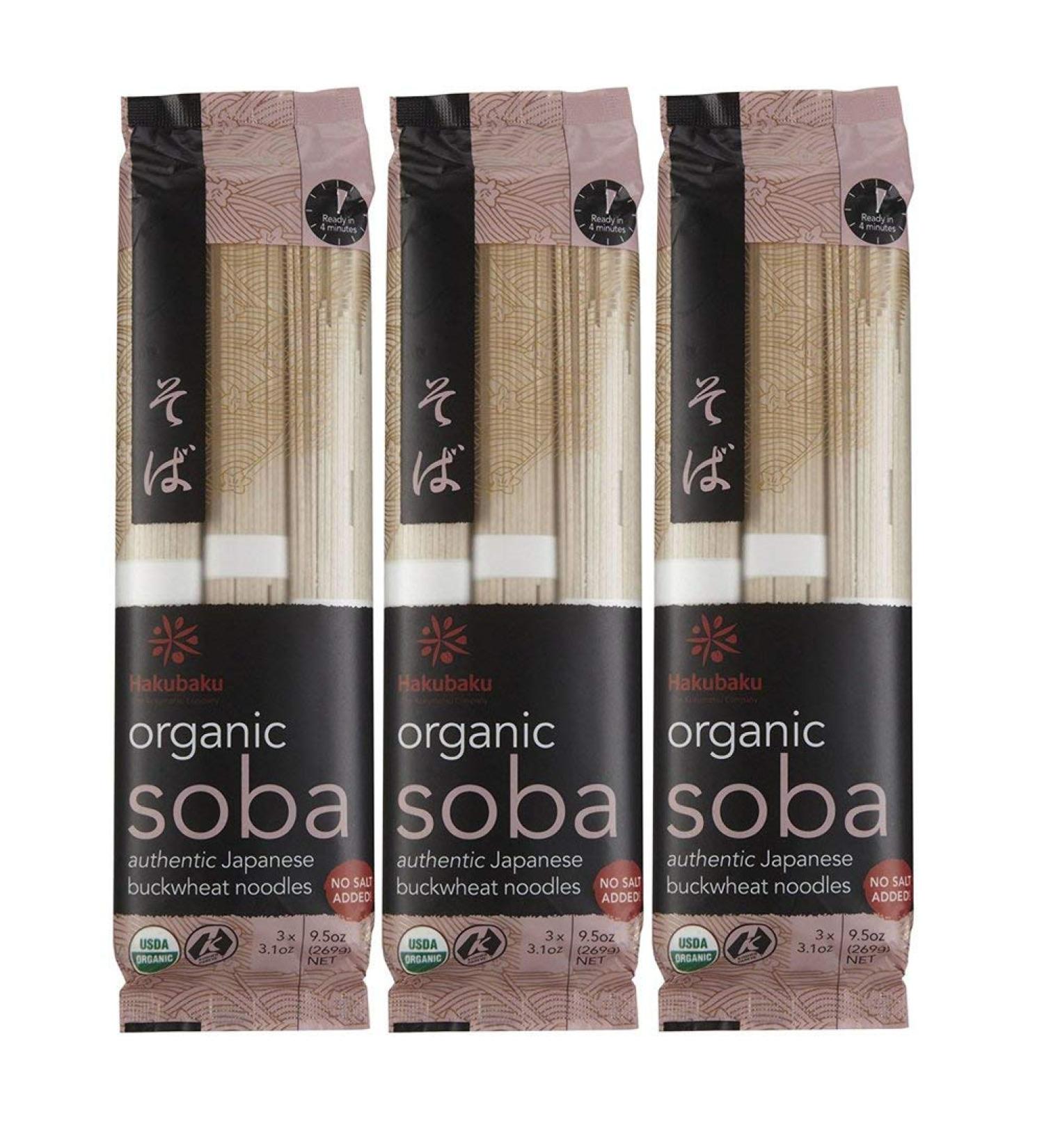 Hakubaku  3 Packs  Organic Soba Noodles Japanese Buckwheat Noodles (no salt added) 9.5-Ounce 9.5 Ounce (Pack of 3) - Buy Online on GoSupps.com
