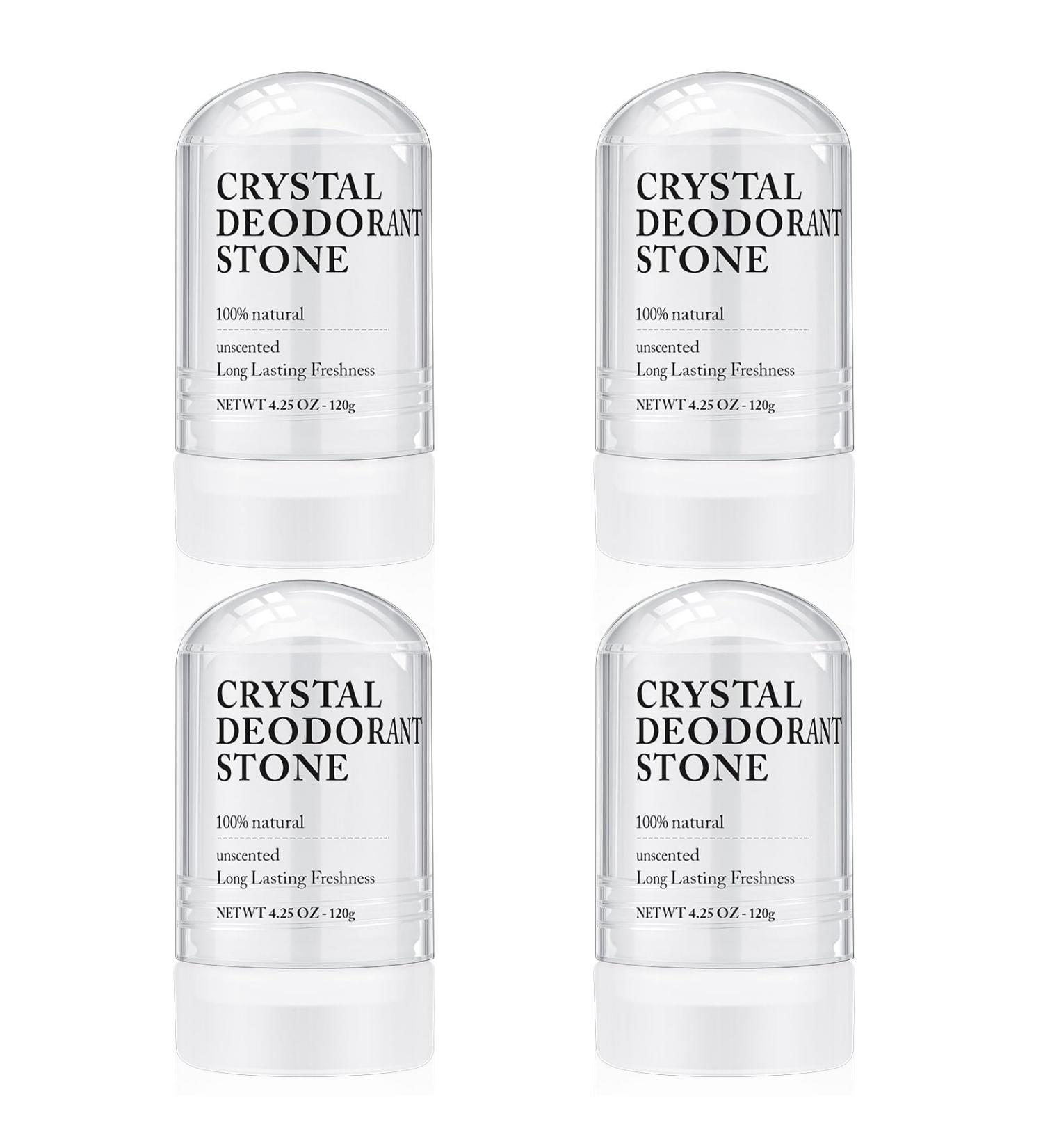 4 Pcs Natural Crystal Deodorant Stone - Unscented Long Lasting Deodorant Stick for Women Teens & Men - 100% Thai Crystal Travel Size 2.1 Ounce - Buy Online on GoSupps.com