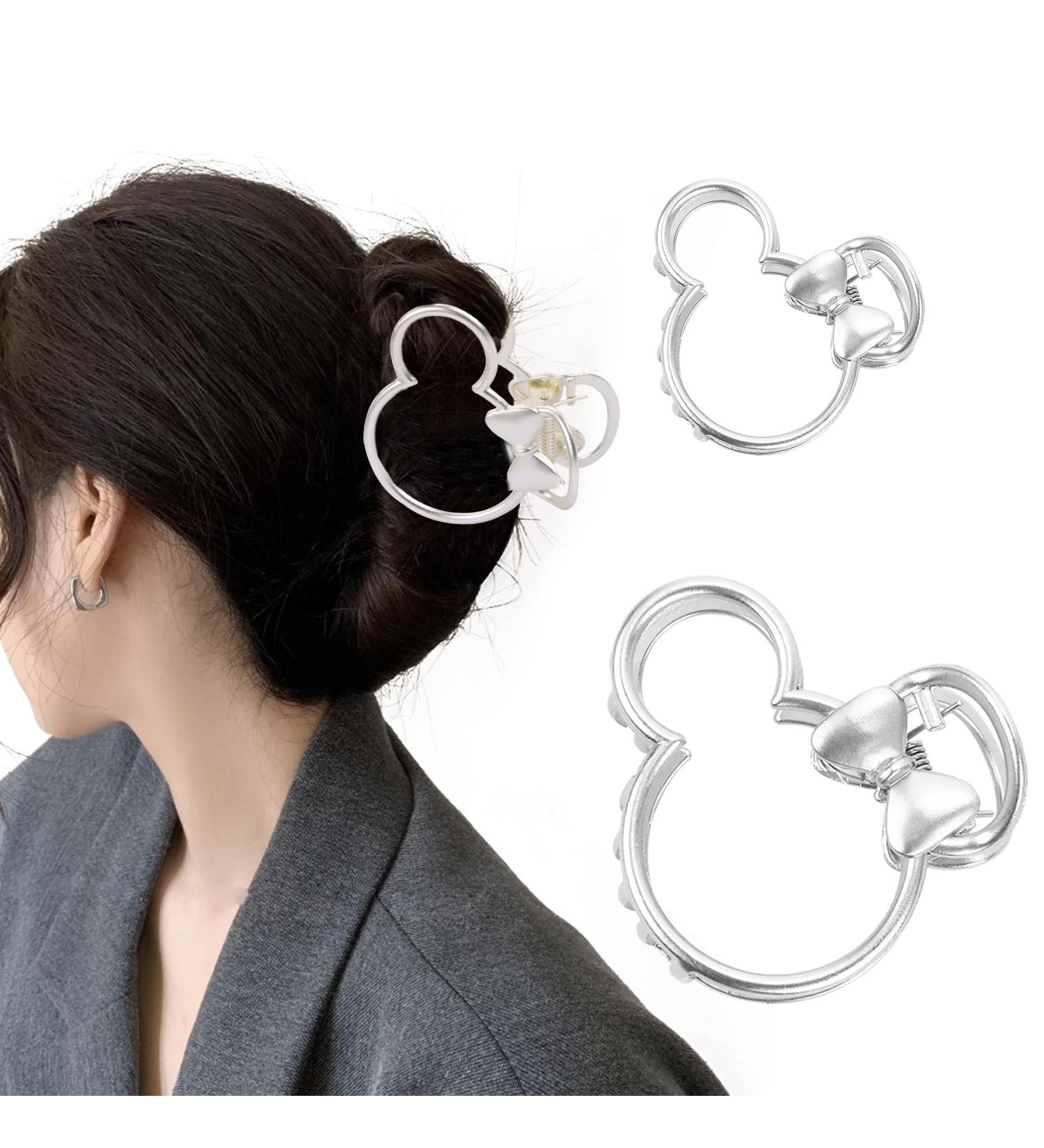 BENOSPACE 2Pcs Large Silver Metal Hair Claw Clips for Thick Hair - Non-slip Mouse Lady Hair Barrette for Women - Buy Online on GoSupps.com