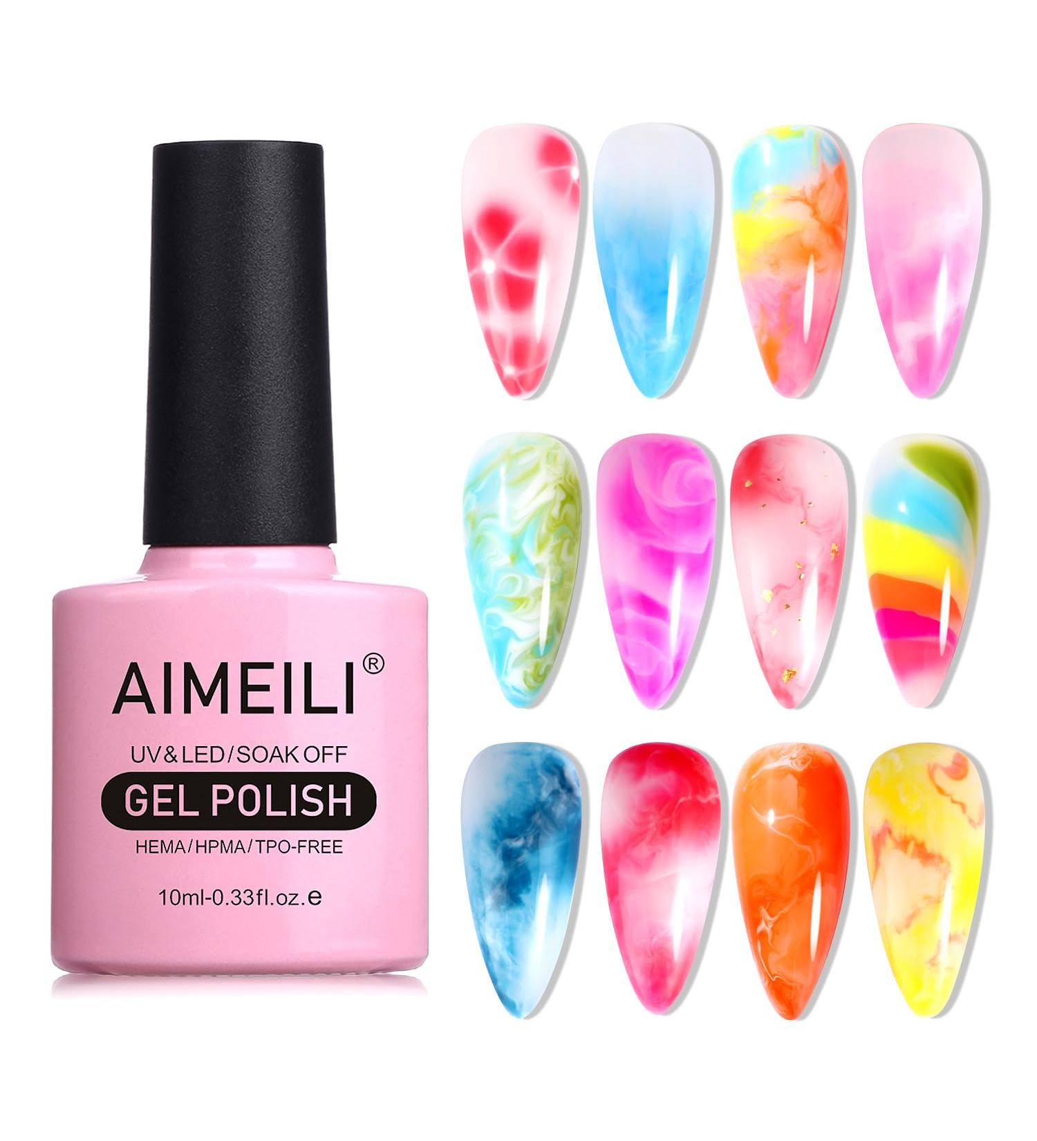 AIMEILI Clear Blooming Gel Nail Polish UV LED Blossom Gel Polish Nail Blooming Gel for Nail Decoration Spreading Effect Nail Painting Nail Art Design Manicure 10ml - Buy Online on GoSupps.com