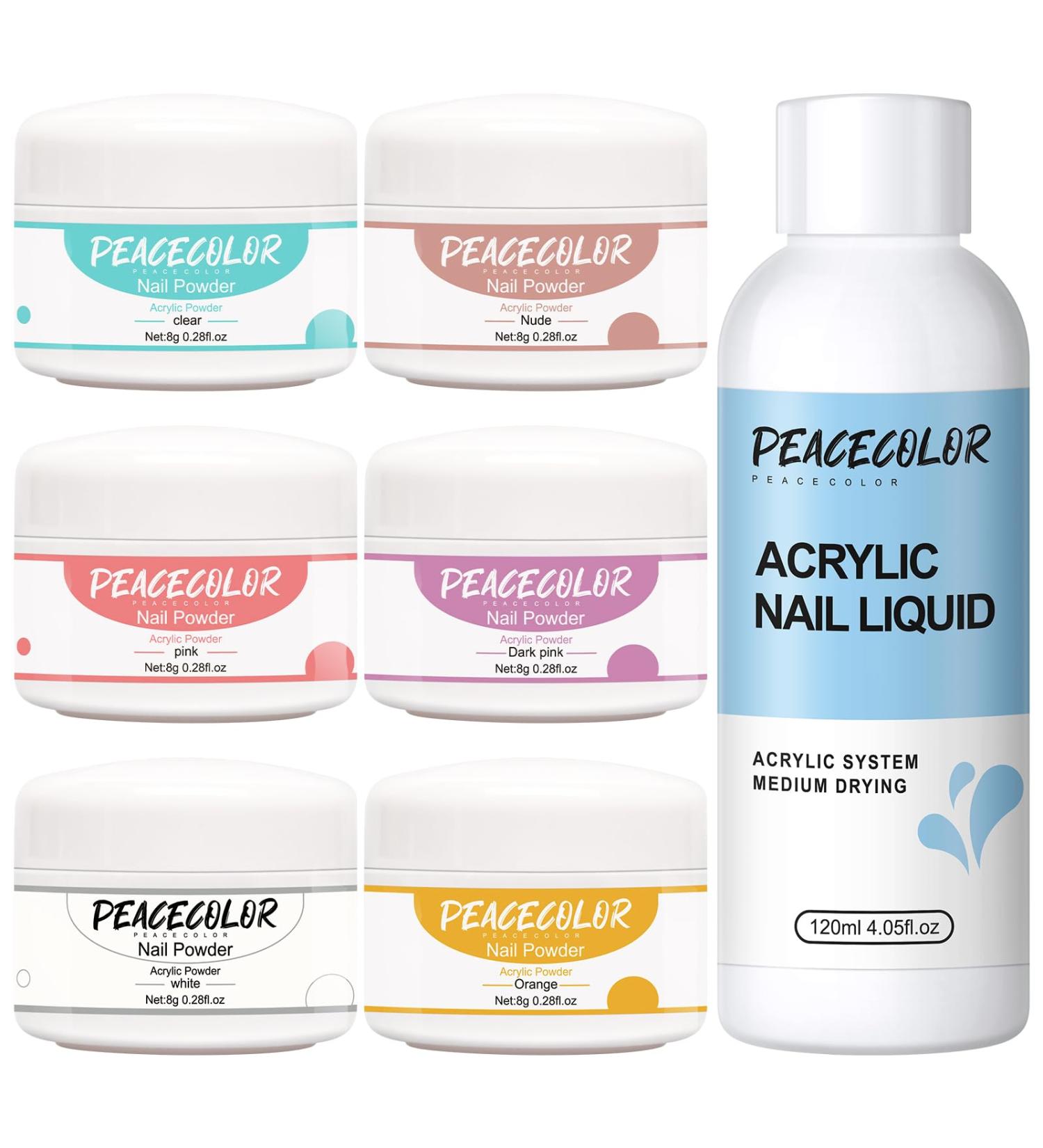 PEACECOLOR Acrylic Nail Kit with 8G Clear Pink White Nude Orange Acrylic Powder 120ML Acrylic Liquid for Nail Extension Carving Manicure Set Home DIY Nail Art Beauty Gifts color 191 - Buy Online on GoSupps.com