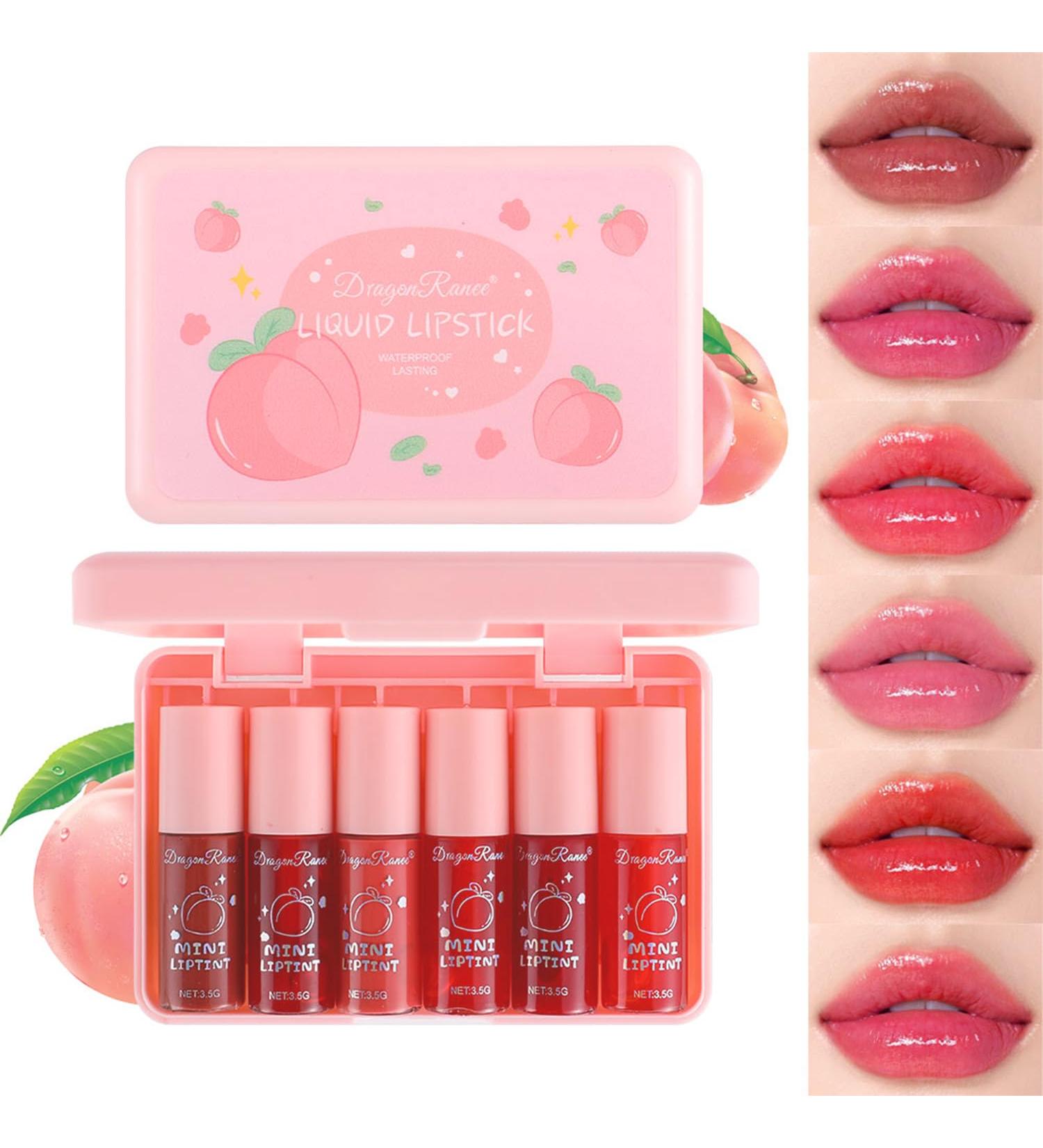 6 Colors Peach Lip Tint Set - Korean Waterproof Lip Stain & Gloss for Lips & Cheeks | Long Lasting High Pigment Makeup - Buy Online on GoSupps.com