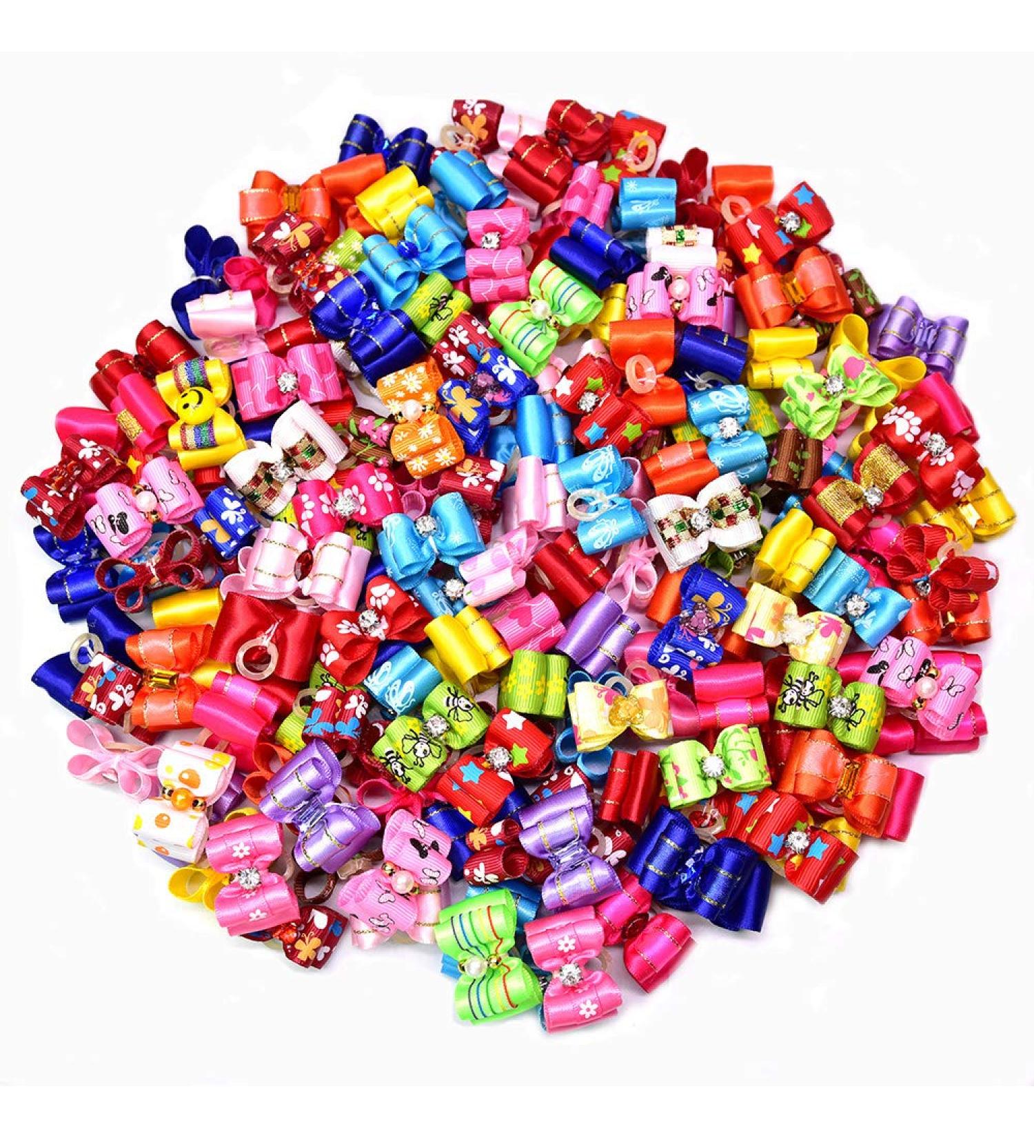 Mruq Pet 30pcs Exquisite Rhinestone Dog Hair Bows | Cute Pattern Puppy Grooming Bows for Small Dogs & Cats - Buy Online on GoSupps.com