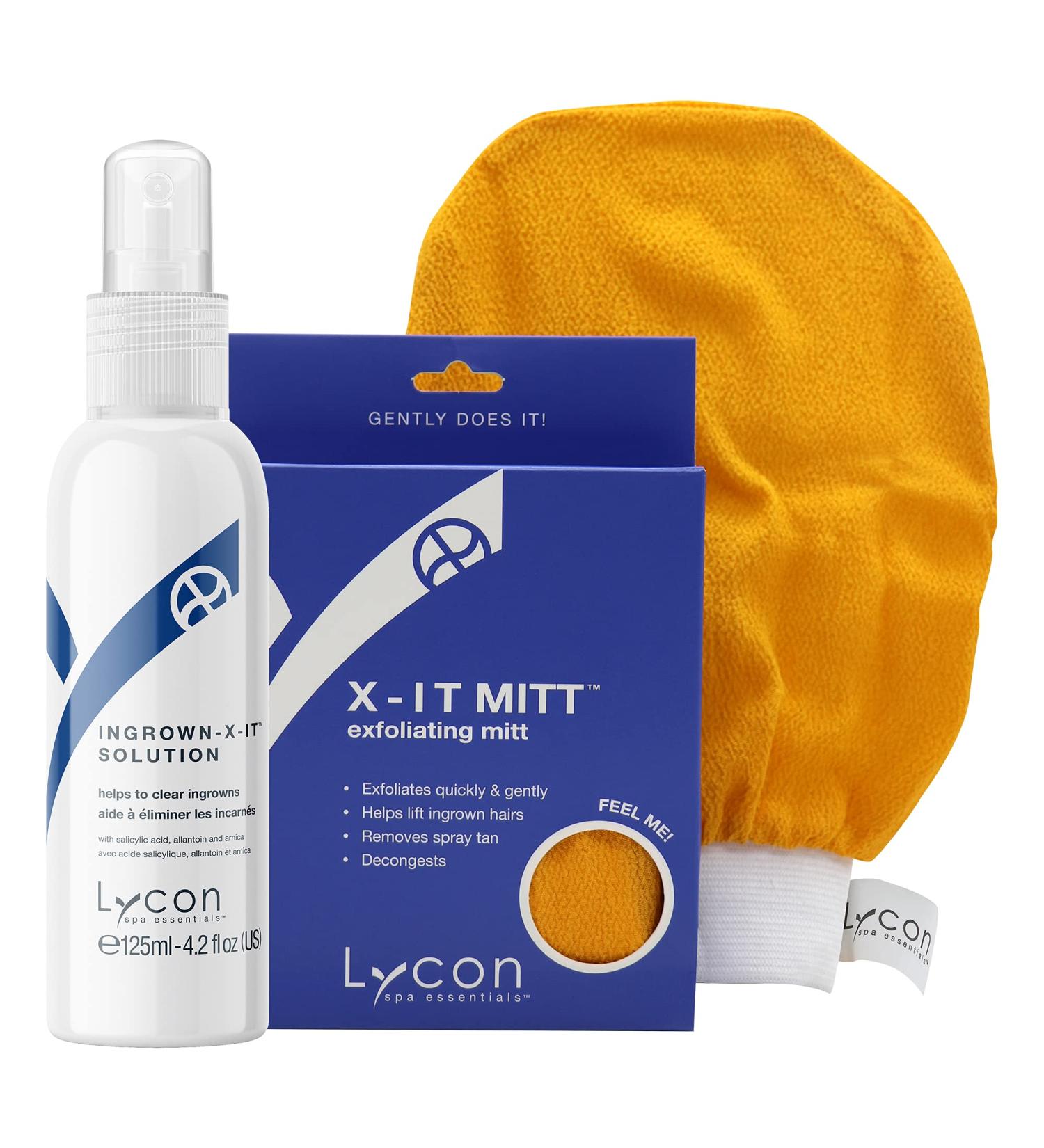 Ingrown-X-It Post Waxing Care Kit | Ingrown Hair Remover & Exfoliating Mitt | 125ml Solution for Razor Bumps & Ingrown Hair Treatment - Buy Online on GoSupps.com