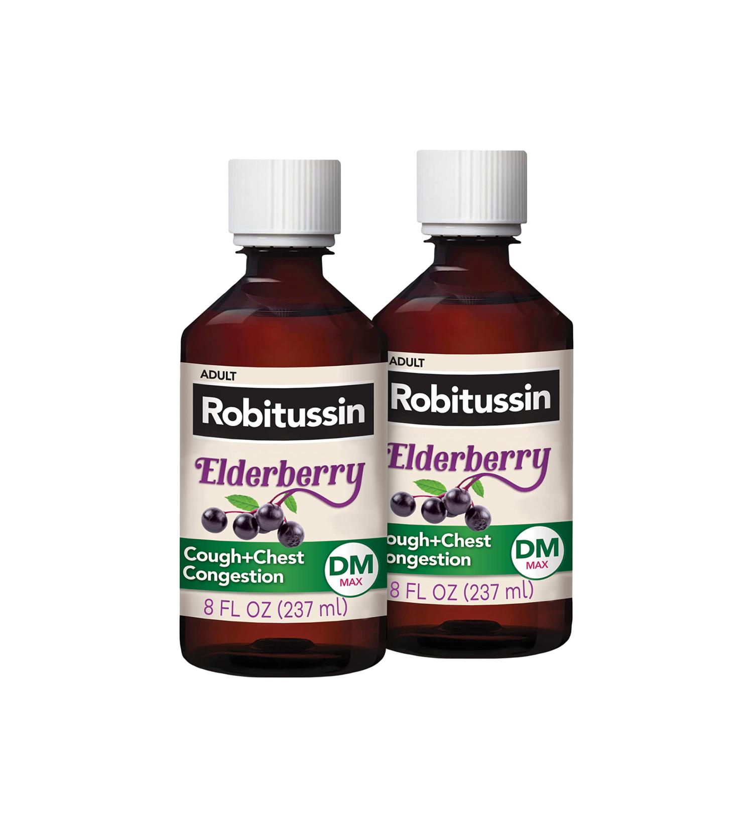 Robitussin Maximum Strength Elderberry Cough Plus Chest Congestion DM - Non-Drowsy Relief for Adults - 16 Fl Oz (Pack of 2) - Buy Online on GoSupps.com