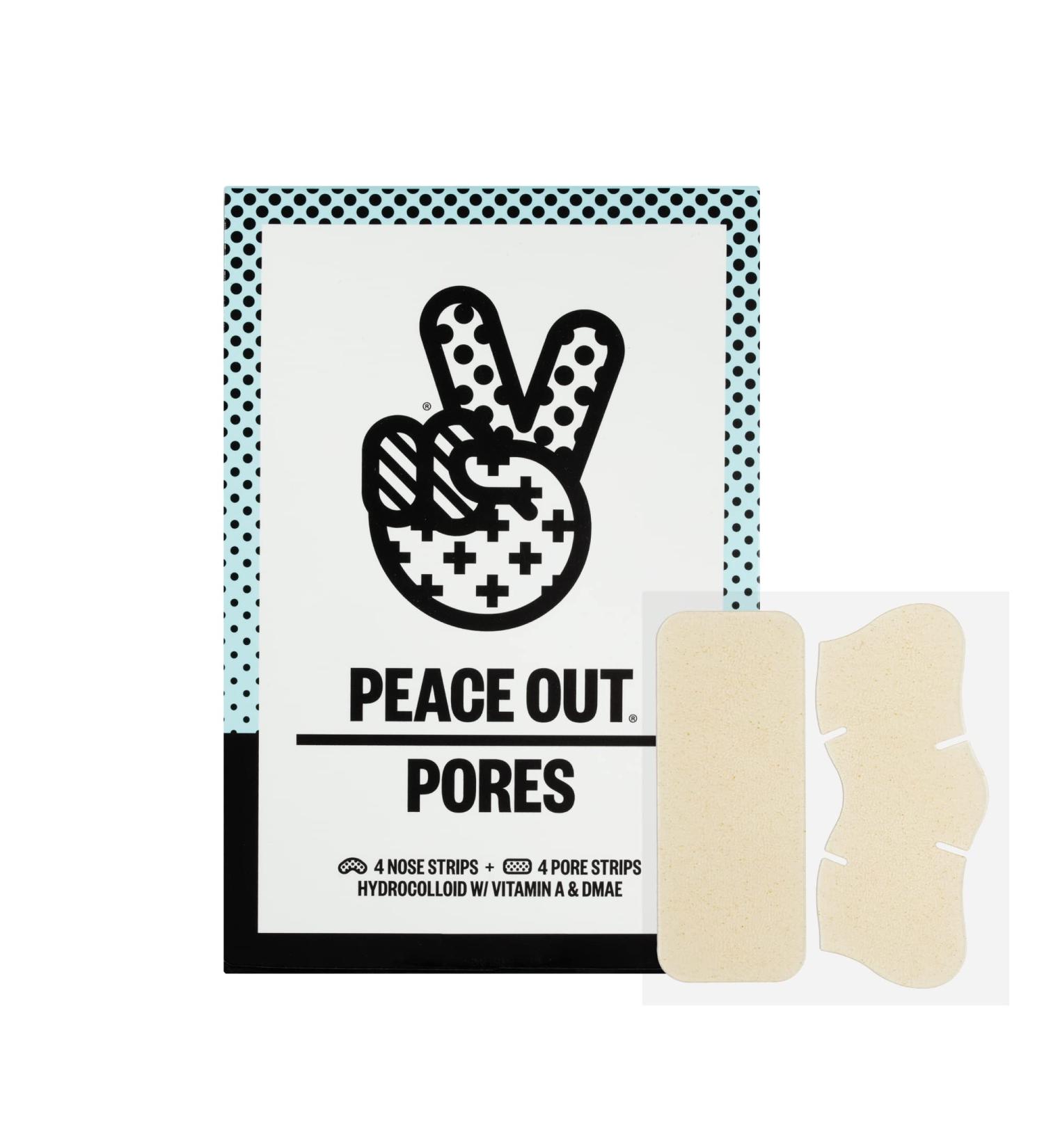 Peace Out Pores Hydrocolloid Nose & Face Strips with Vitamin A - Enlarged Pore Refining & Oil Control (4 Pore & 4 Nose Strips) - Buy Online on GoSupps.com