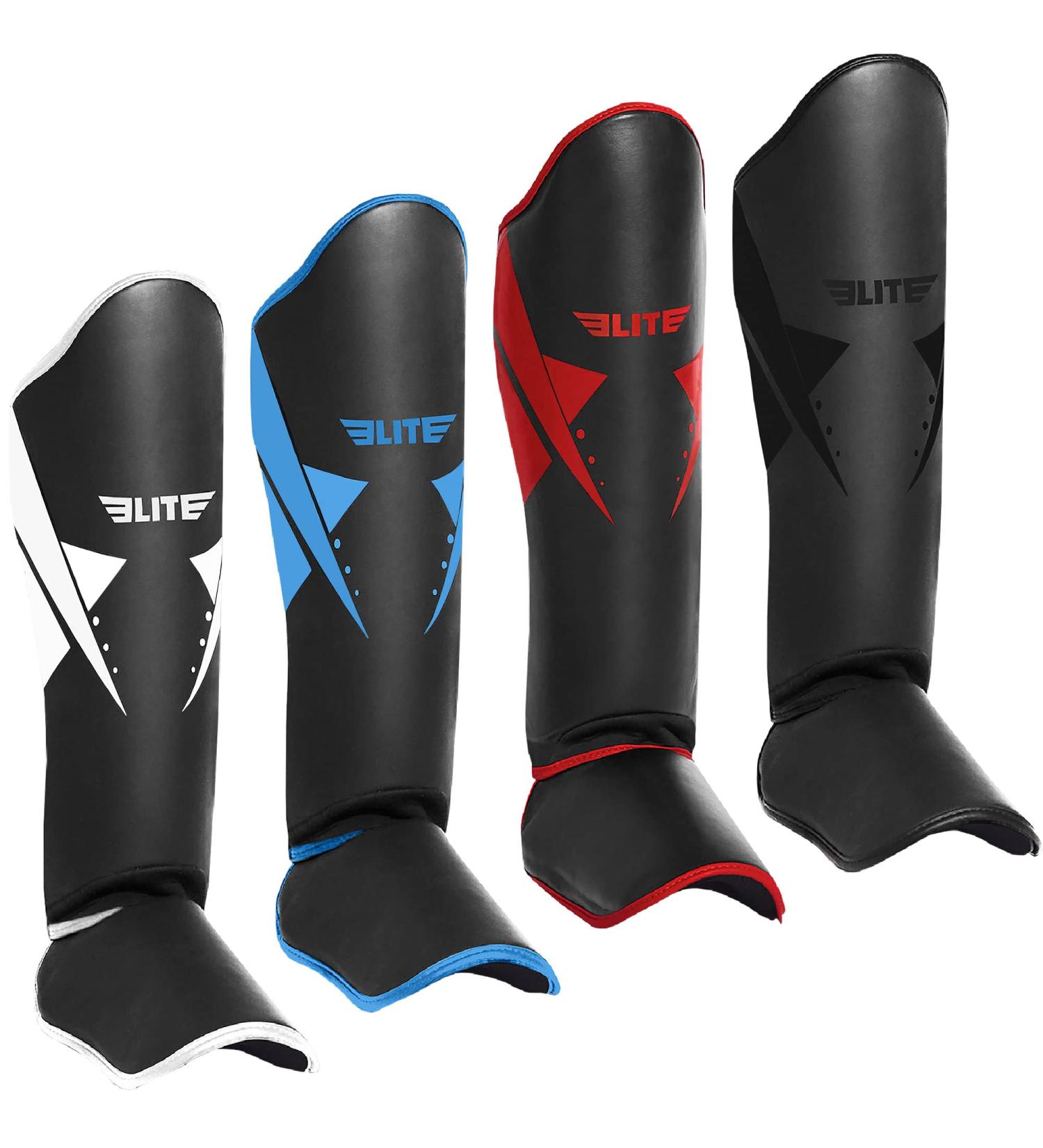 Elite Sports Muay Thai Shin Guards Kickboxing MMA Muay Thai Protective Shin Pad Leg Guards BLACK S-M - Buy Online on GoSupps.com