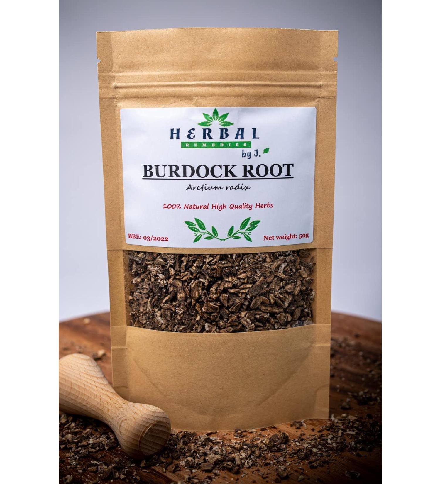 Burdock Root Tea 100g by J. - Antioxidant Tonic for Healthy Hair Growth and Purifying Herbal Remedies - Buy Online on GoSupps.com