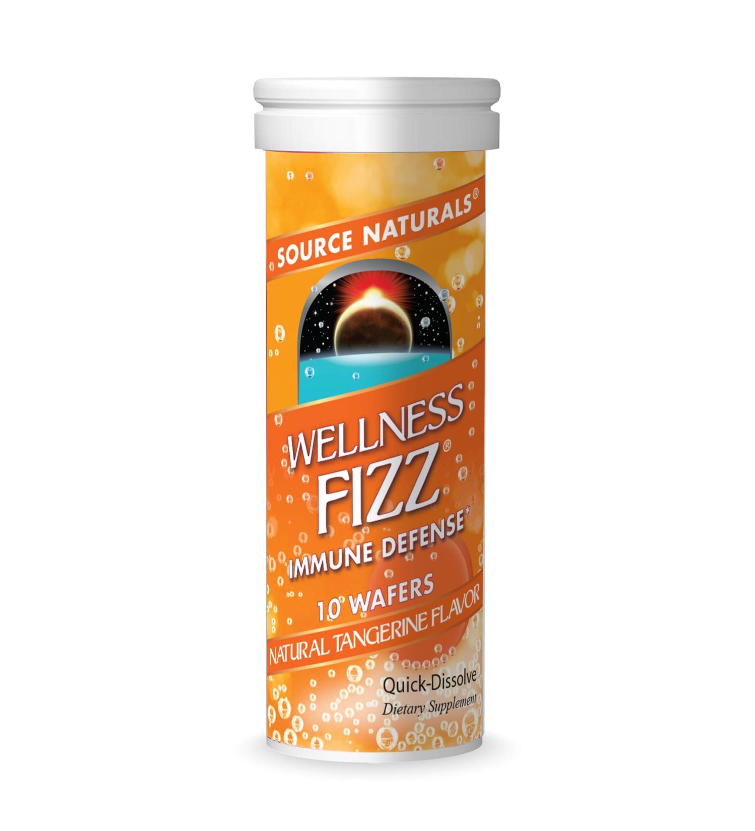 Source Naturals Wellness Fizz Tangerine - 10 Natural Wafer Tablets for Energy & Immunity - Buy Online on GoSupps.com