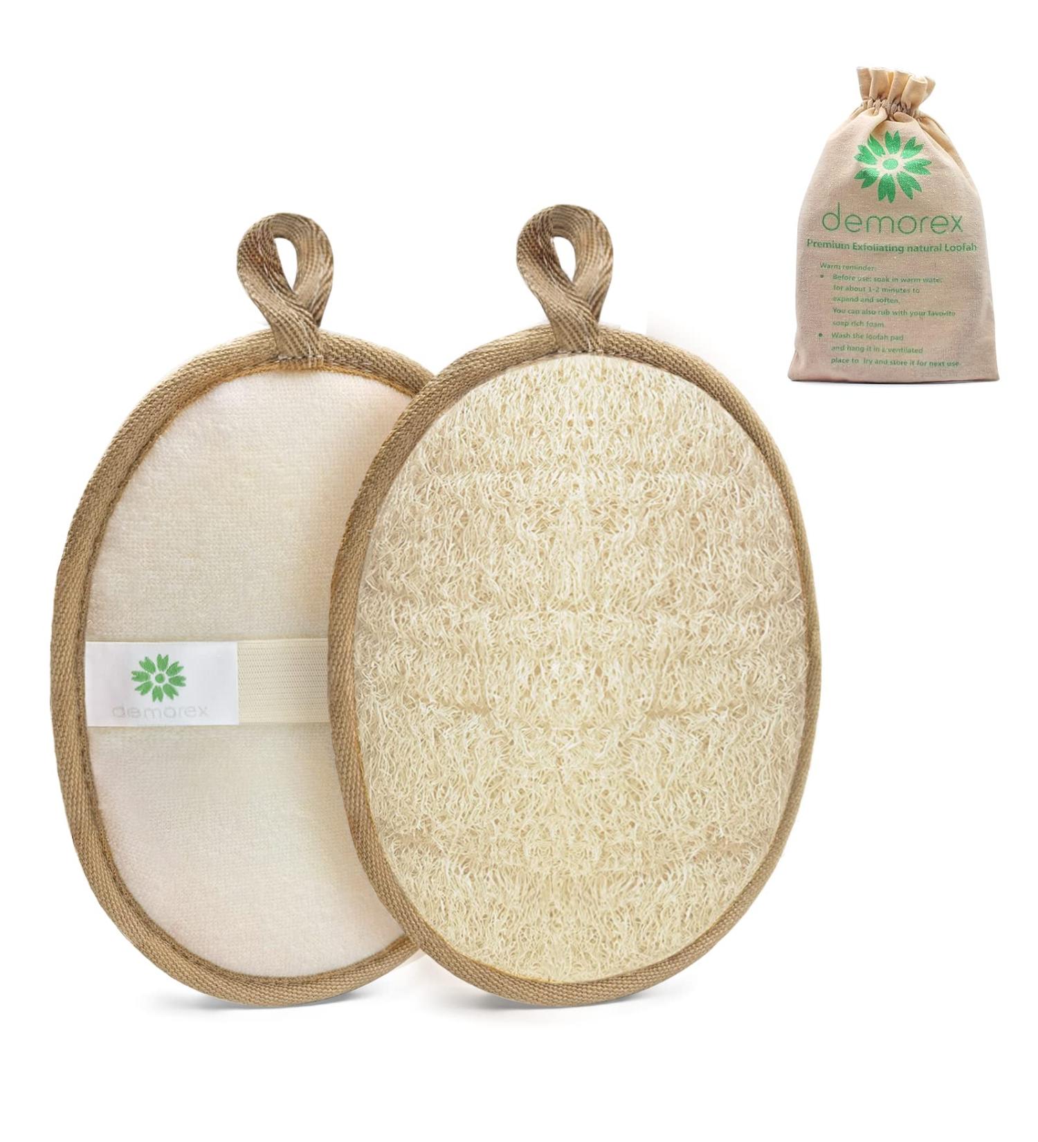 2 Pack Natural Loofah Body Scrubber | Eco-Friendly Exfoliating Shower Sponge for Women and Men - Buy Online on GoSupps.com