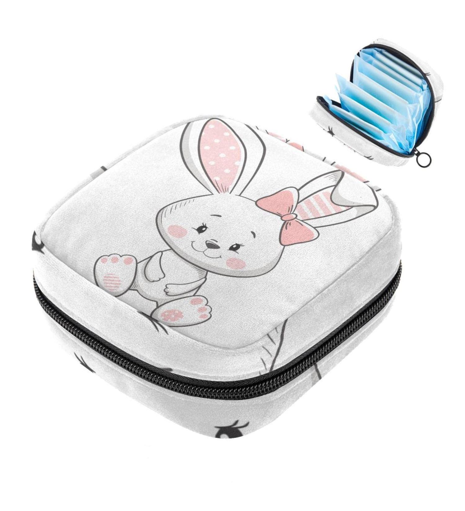Cute Rabbit Women's Tampon Storage Bag | Multi Zip Pocket Binding Bags for Menstrual Products - Shop Now! - Buy Online on GoSupps.com
