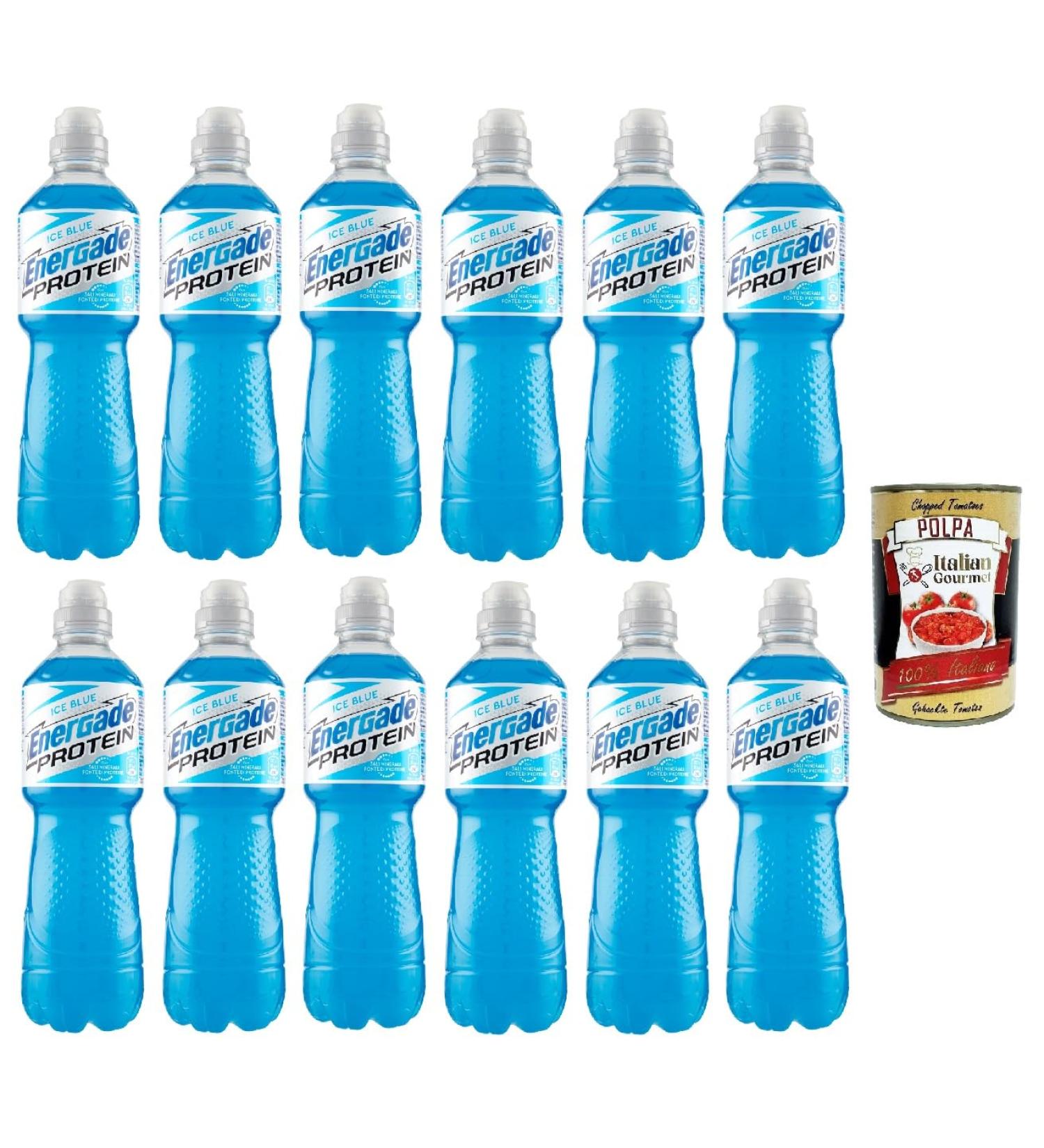  Italian Gourmet E.R. Energade Protein Ice Blue 750 ml with Notes of Raspberry and Blackberry Soft Drink with Protein Mineral Salts and Sugar 12 x 750 ml + Italian Gourmet Polpa 400 g - Buy Online on GoSupps.com