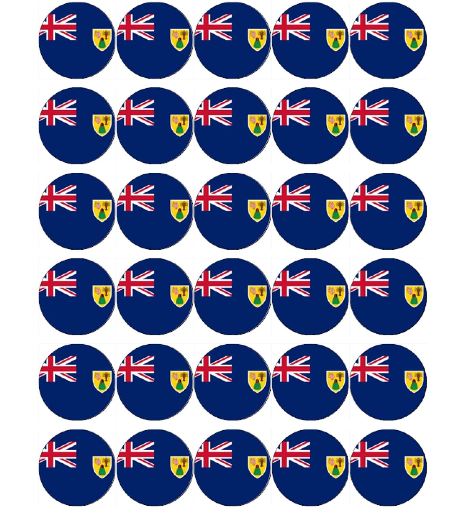 30 Turks and Caicos Flags Cupcake Toppers Edible Wafer Paper Fairy Cake Toppers Birthday Cake Decorations
